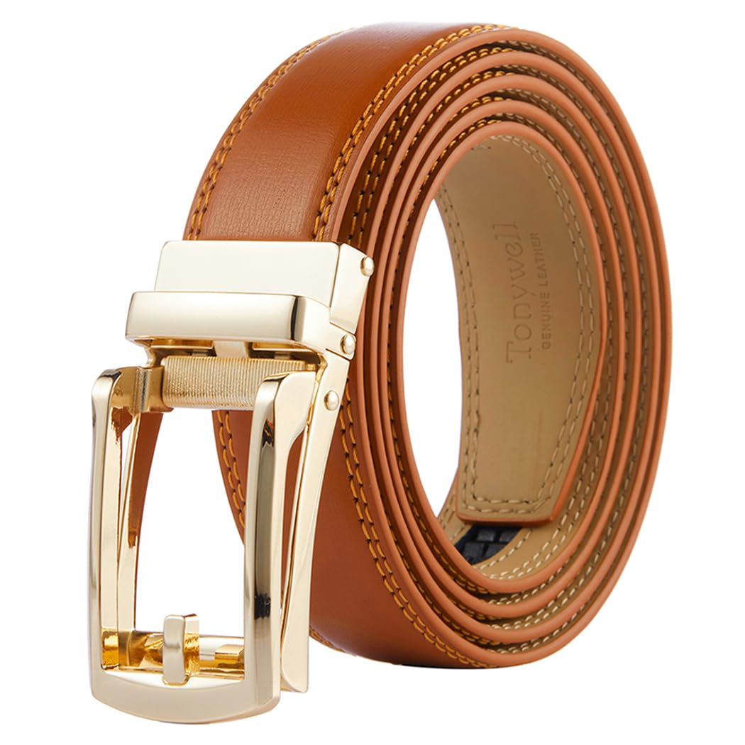 Mens Leather Ratchet Belts with Click Buckle Perfect Fit Dress Belt 30mm Wide