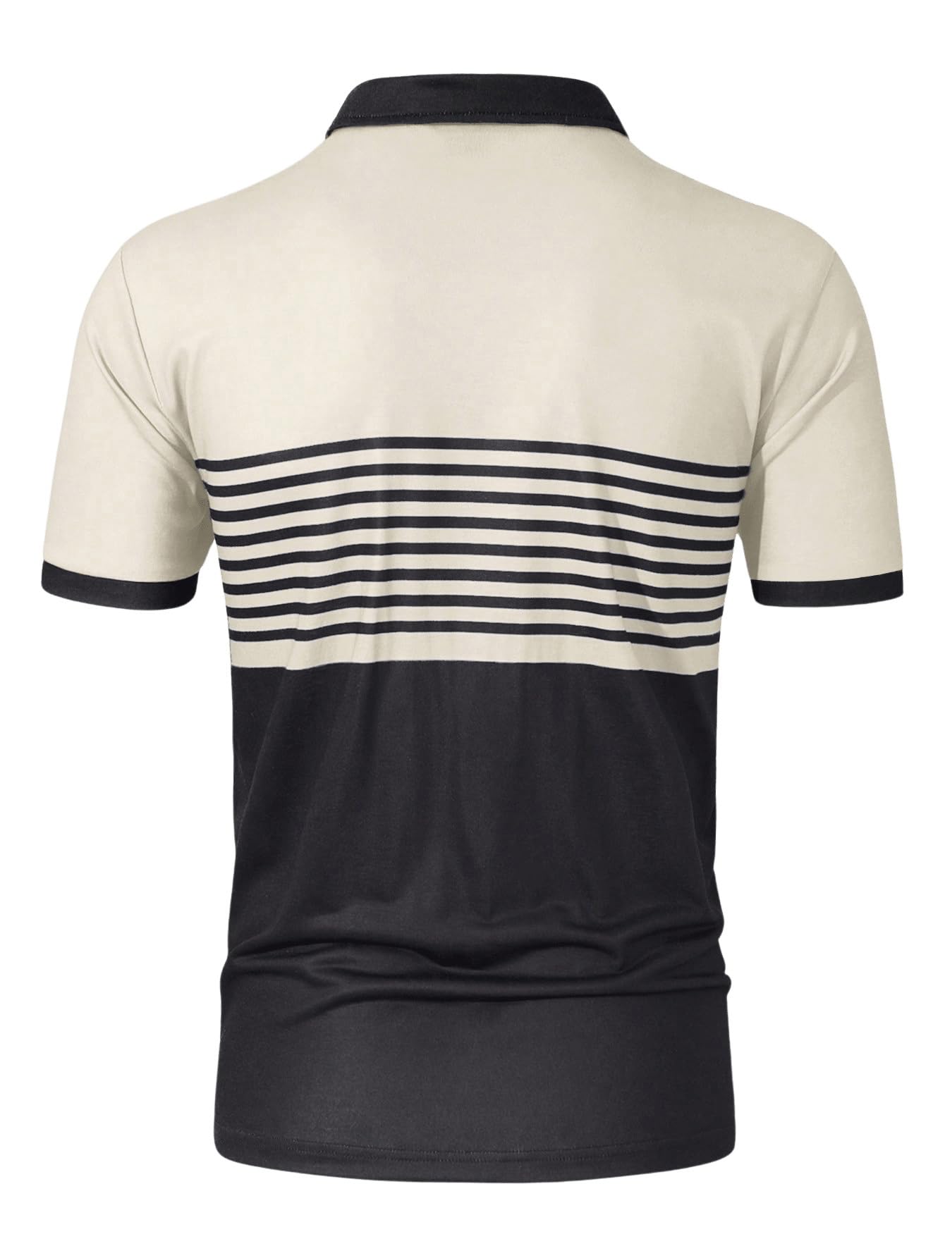 SOLY HUX Men's Golf Polo Shirts Short Sleeve Collar Tennis Shirt Color Block Striped Work T-Shirt