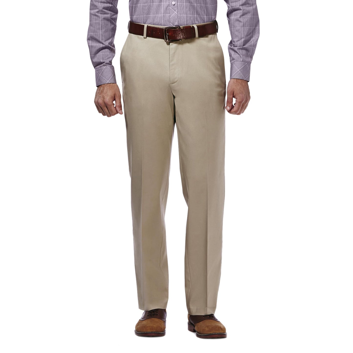 Haggar Men's Premium No Iron Khaki Classic Fit Expandable Waist Flat Front Pant (Regular and Big & Tall Sizes)