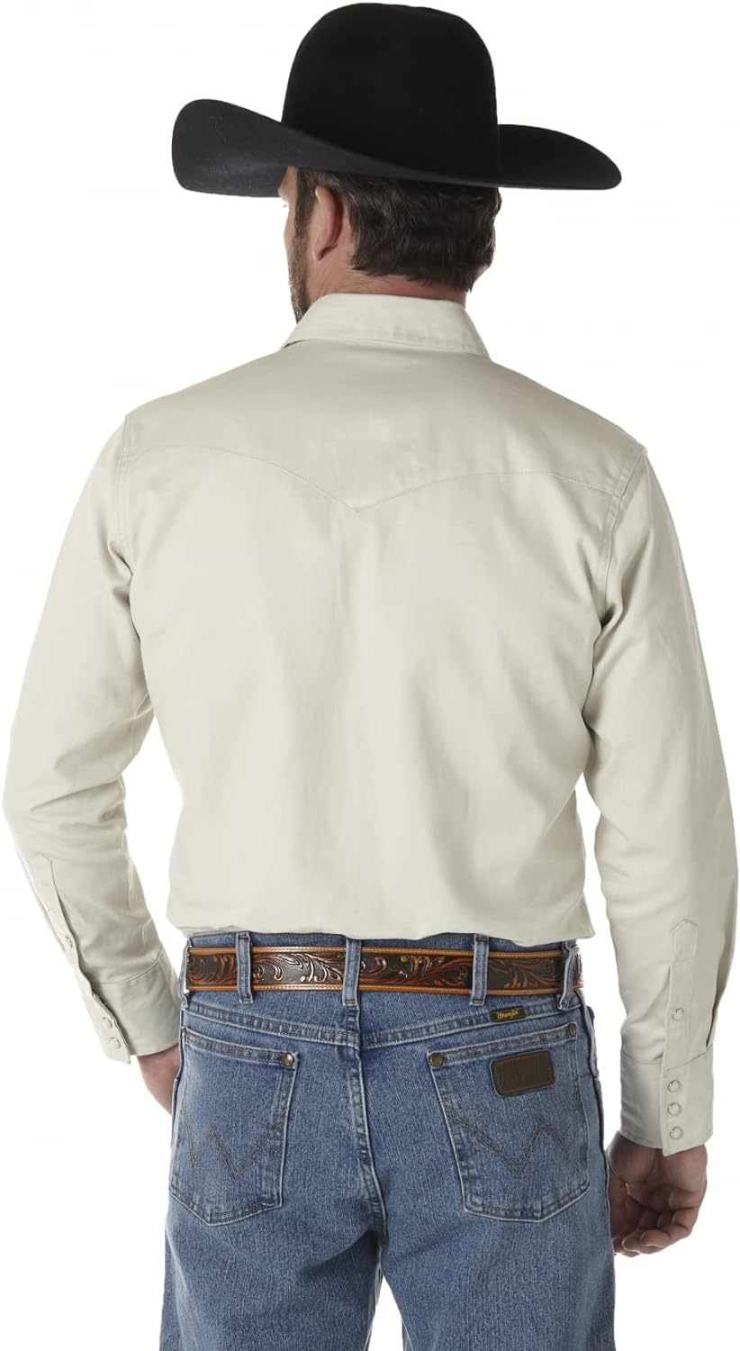 Wrangler Mens Cowboy Cut Firm Finish Long Sleeve Western Snap Solid Work Shirt