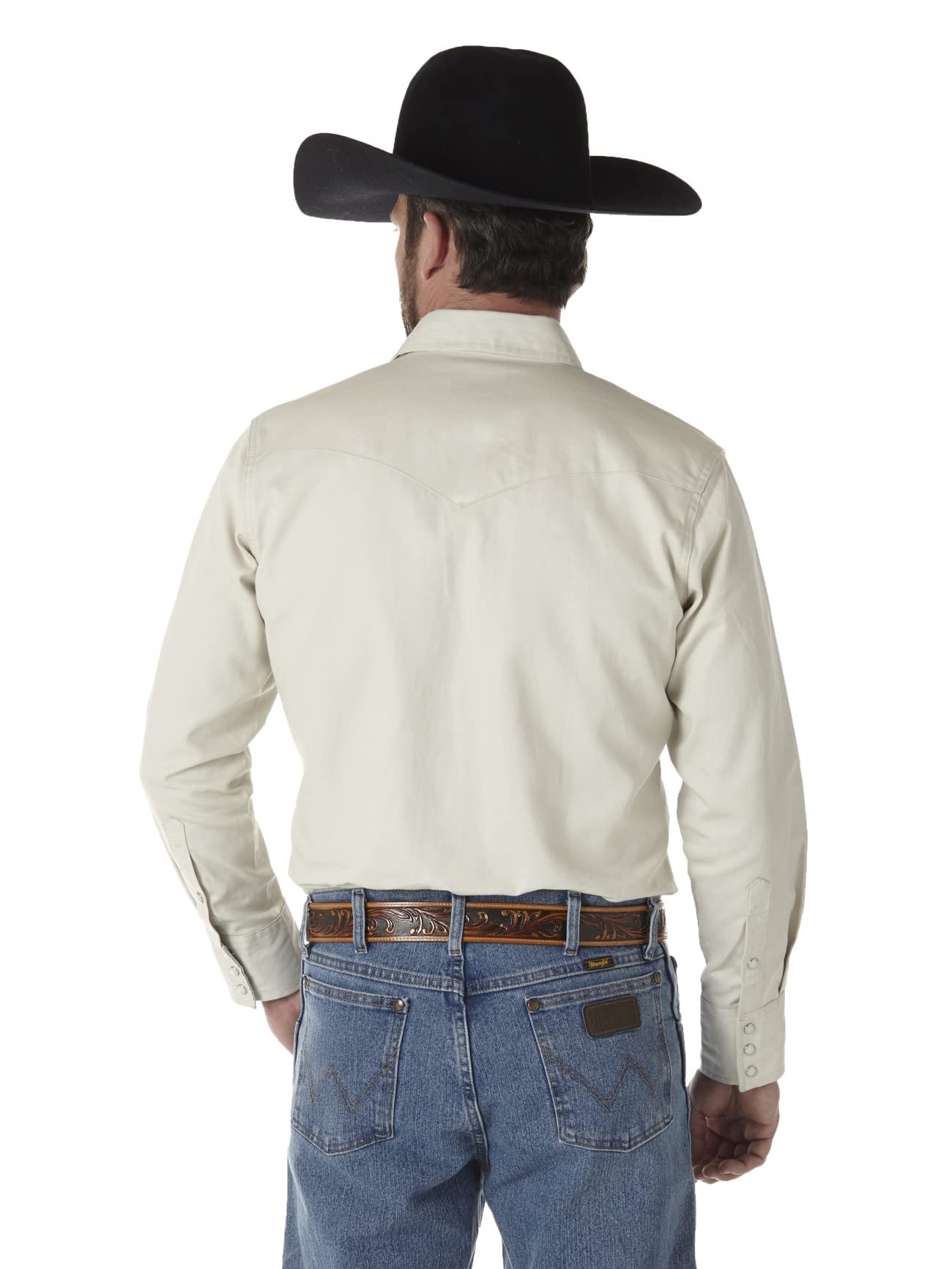 Wrangler Mens Cowboy Cut Firm Finish Long Sleeve Western Snap Solid Work Shirt