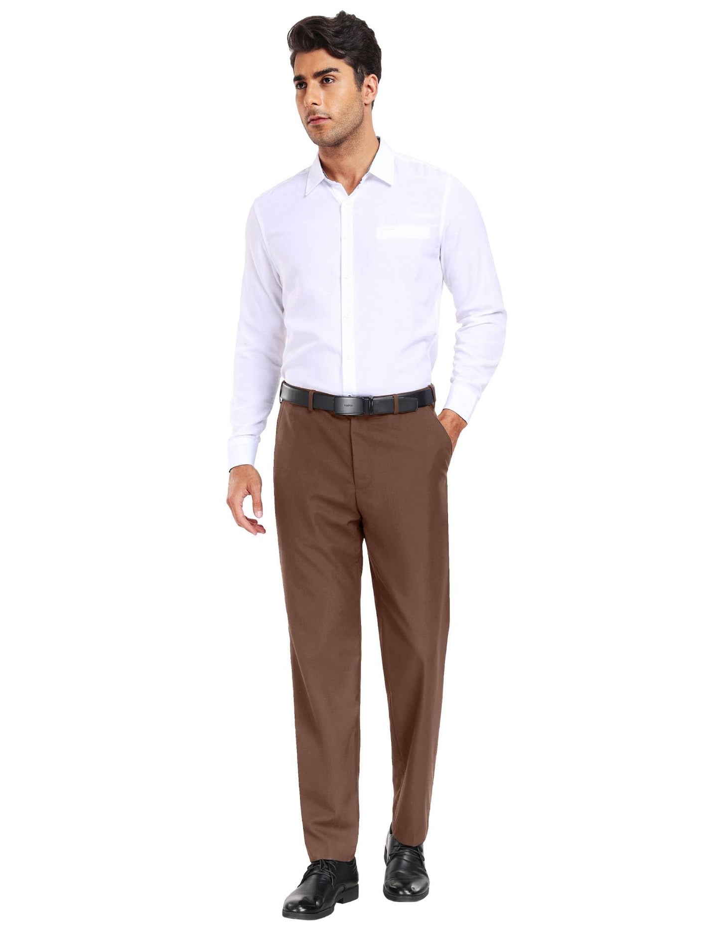 COOFANDY Men Classic Fit Dress Pant Casual Wrinkle Flat Front Pant Stretch Suit Pant