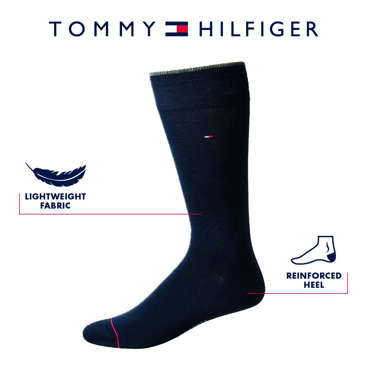 Tommy Hilfiger Men's Dress Socks - 5 Pack Lightweight Patterned Comfort Crew Socks for Men - Mens Long Work Socks (Size 7-12)