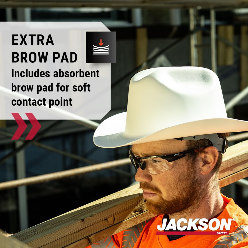 Jackson Safety Cowboy Hard Hat - Western Outlaw Style Construction Helmet with Full Brim Sun Shade - ANSI Z89.1 & OSHA Compliant - (Multiple Colors)