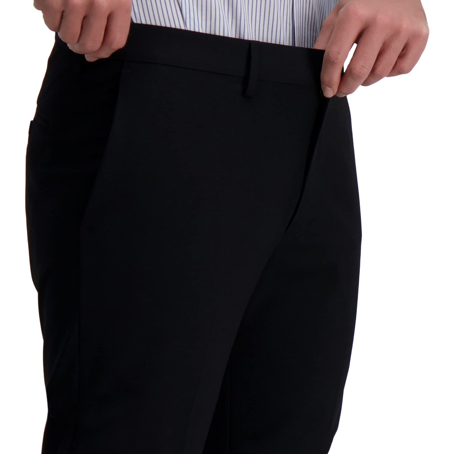 HAGGAR Mens 4 Way Stretch Slim Fit Flat Front Dress Pant