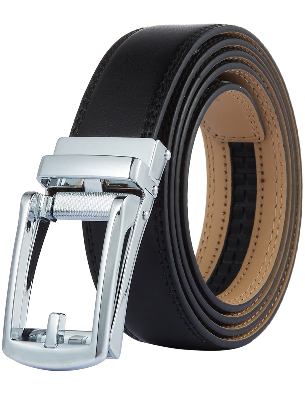 Mens Leather Ratchet Belts with Click Buckle Perfect Fit Dress Belt 30mm Wide