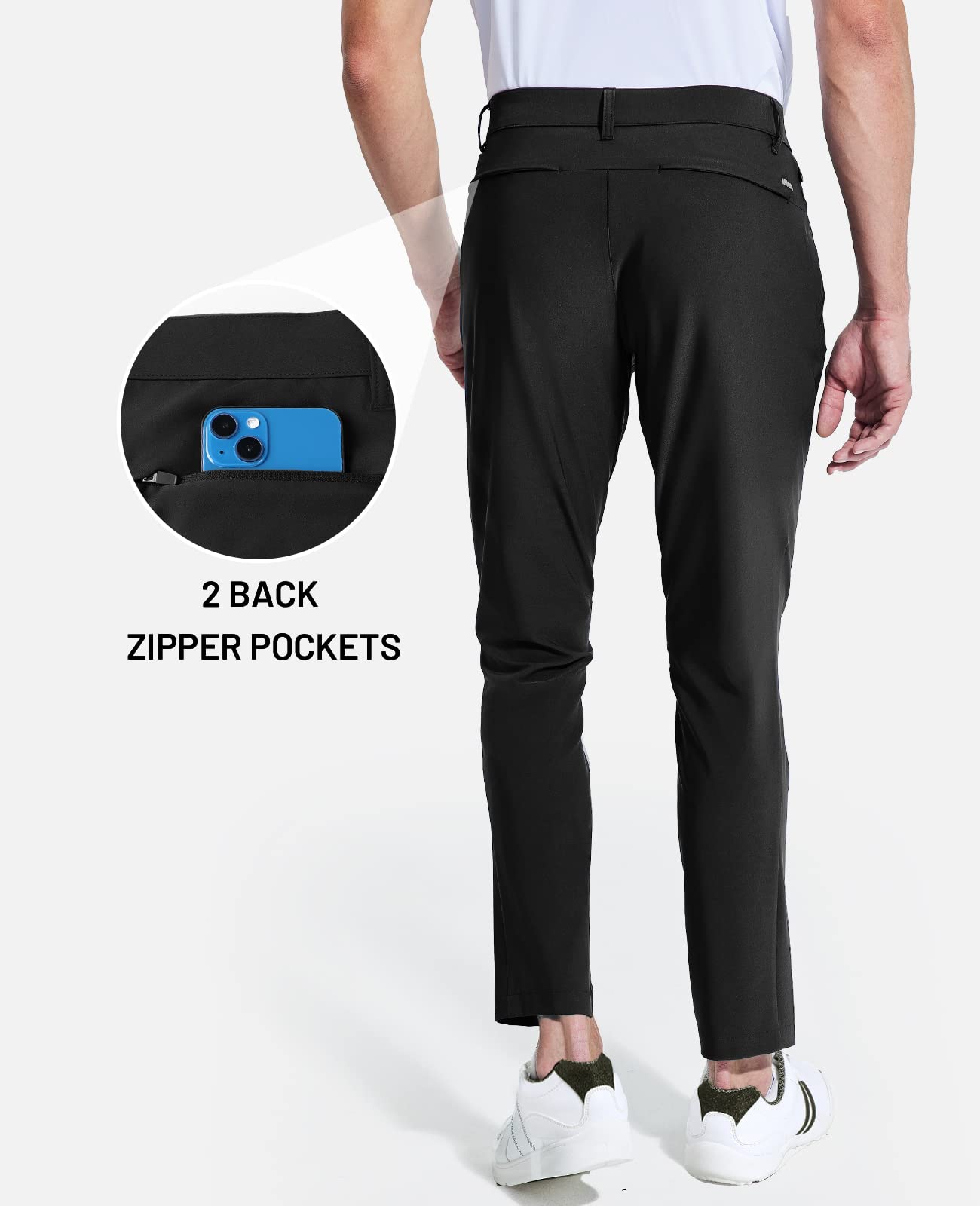 MIER Men's Stretch Golf Pants Slim Fit Lightweight Quick Dry Casual Work Dress Pants with 5 Pockets, Elastic Waist