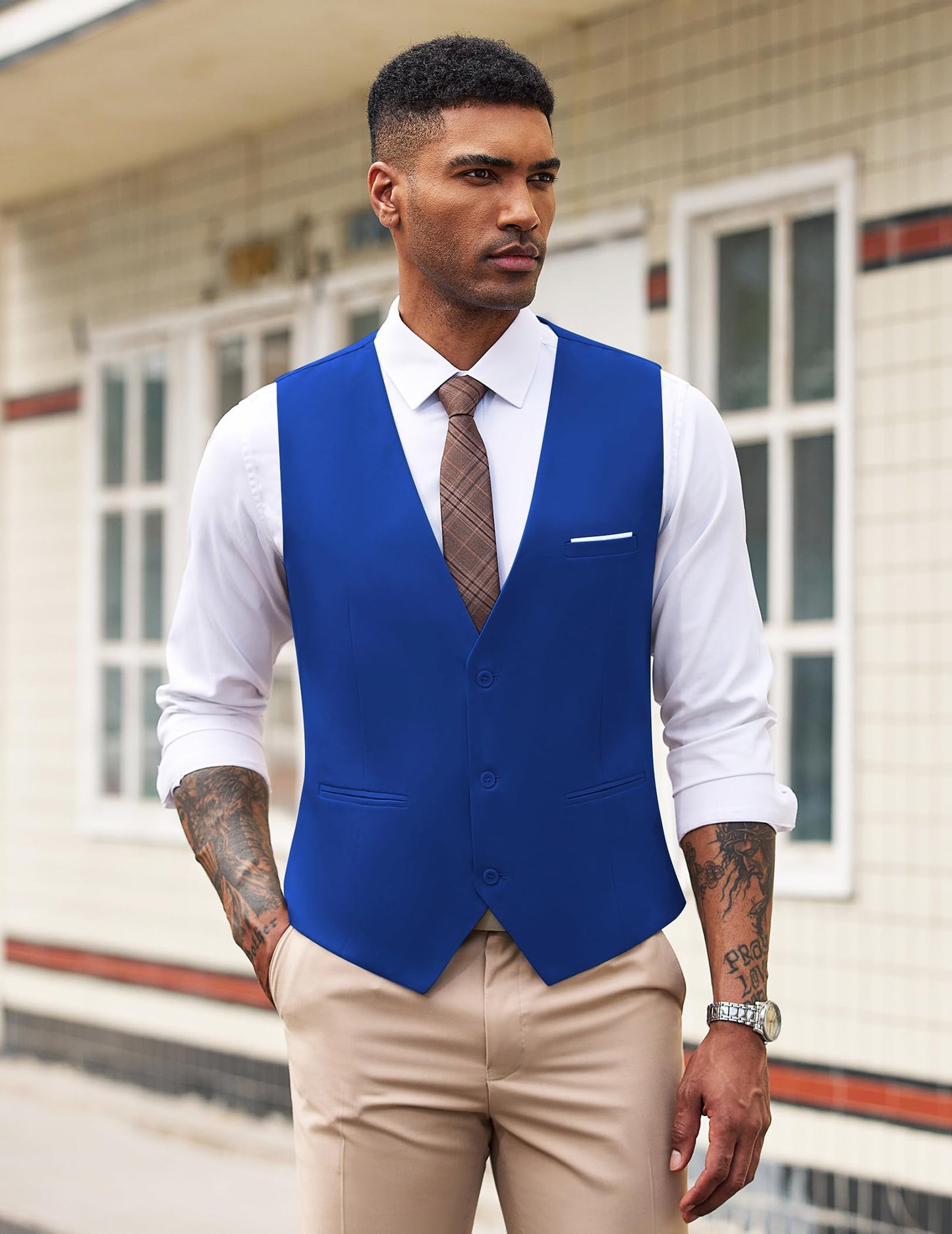 COOFANDY Men's Formal Suit Vest Slim Fit Casual Business Dress Waistcoat Vest