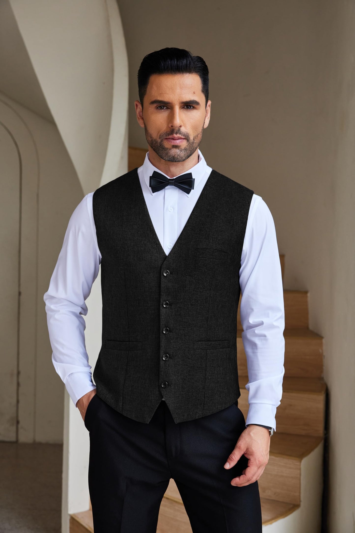 COOFANDY Men Casual Suit Vest Slim Fit Formal Vest Business Wedding Waistcoat