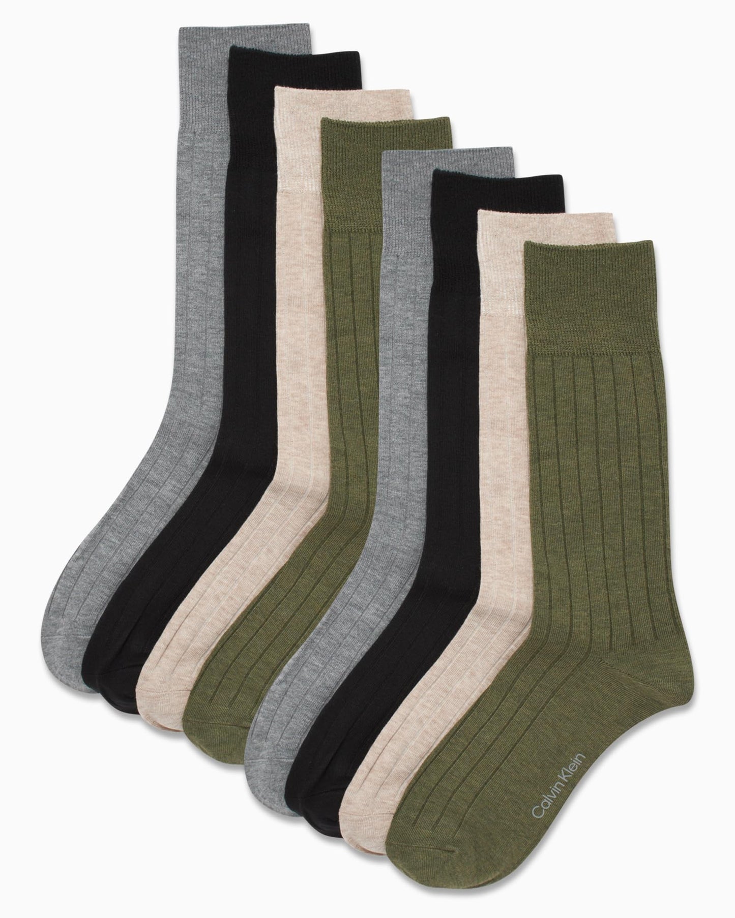 Calvin Klein Men's Dress Socks - Lightweight Cotton Blend Crew Socks (8 Pairs)