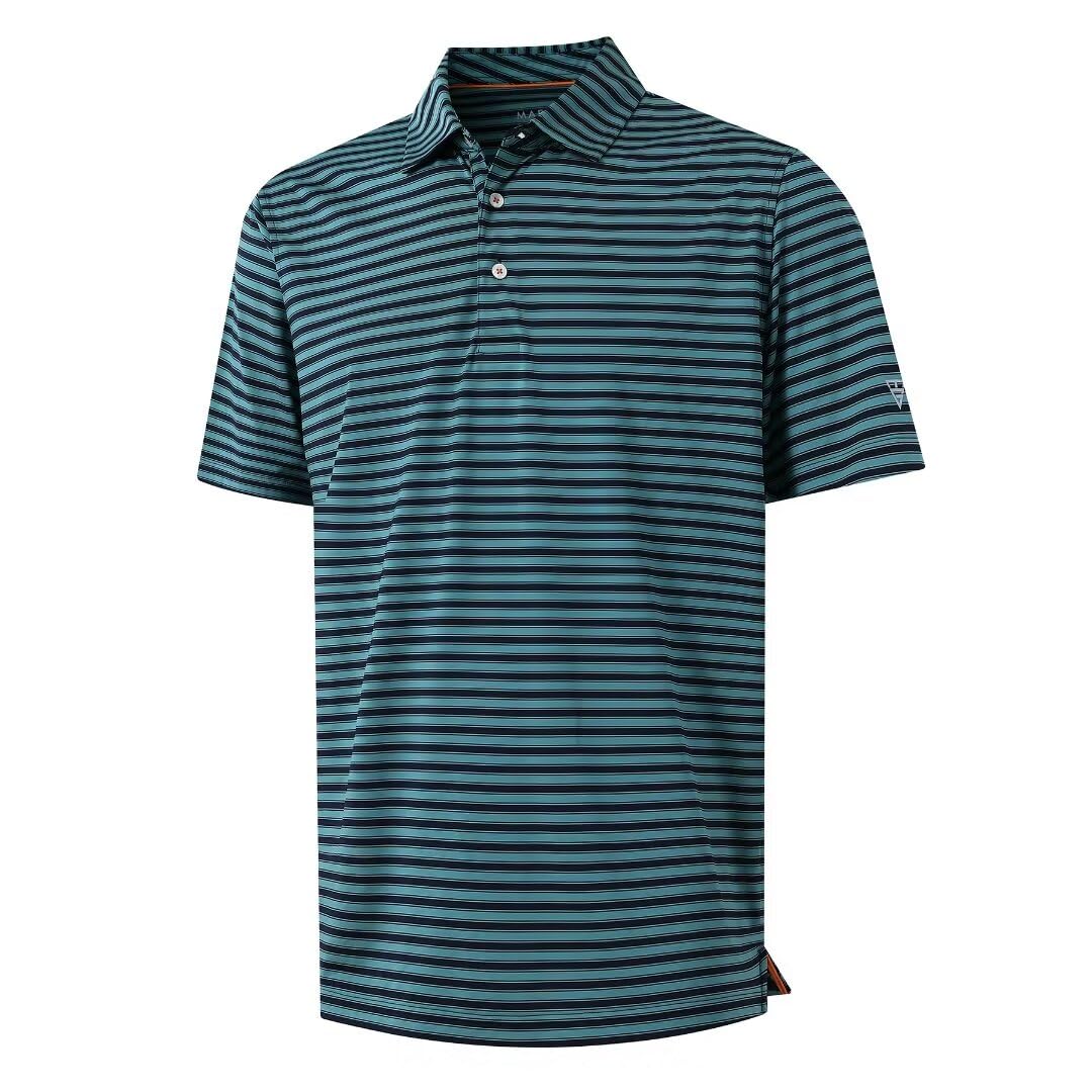 M MAELREG Golf Shirts for Men Short Sleeve Dry Fit Casual Striped Performance Moisture Wicking Collared Mens Polo Shirts