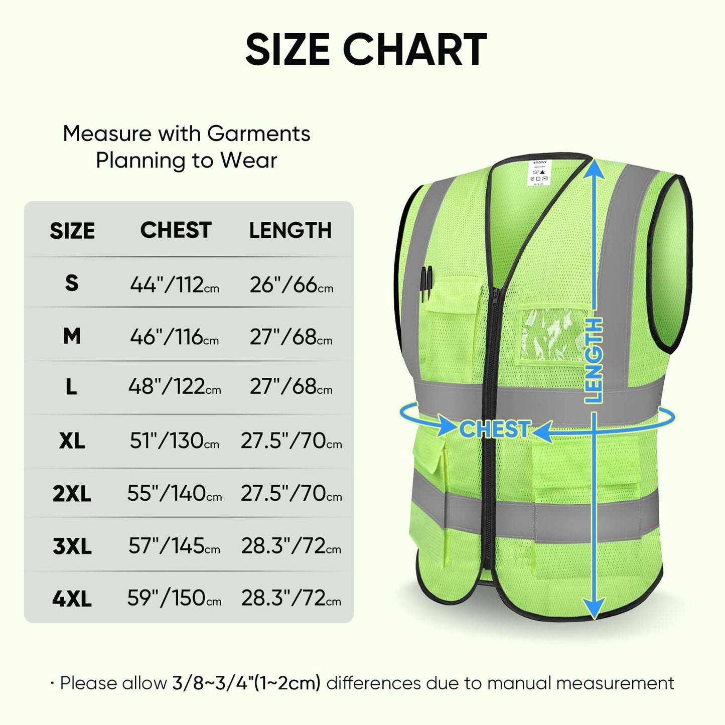 TICONN Reflective Safety Vest High Visibility Class II Mesh Vest for Women & Men Meets ANSI Standards