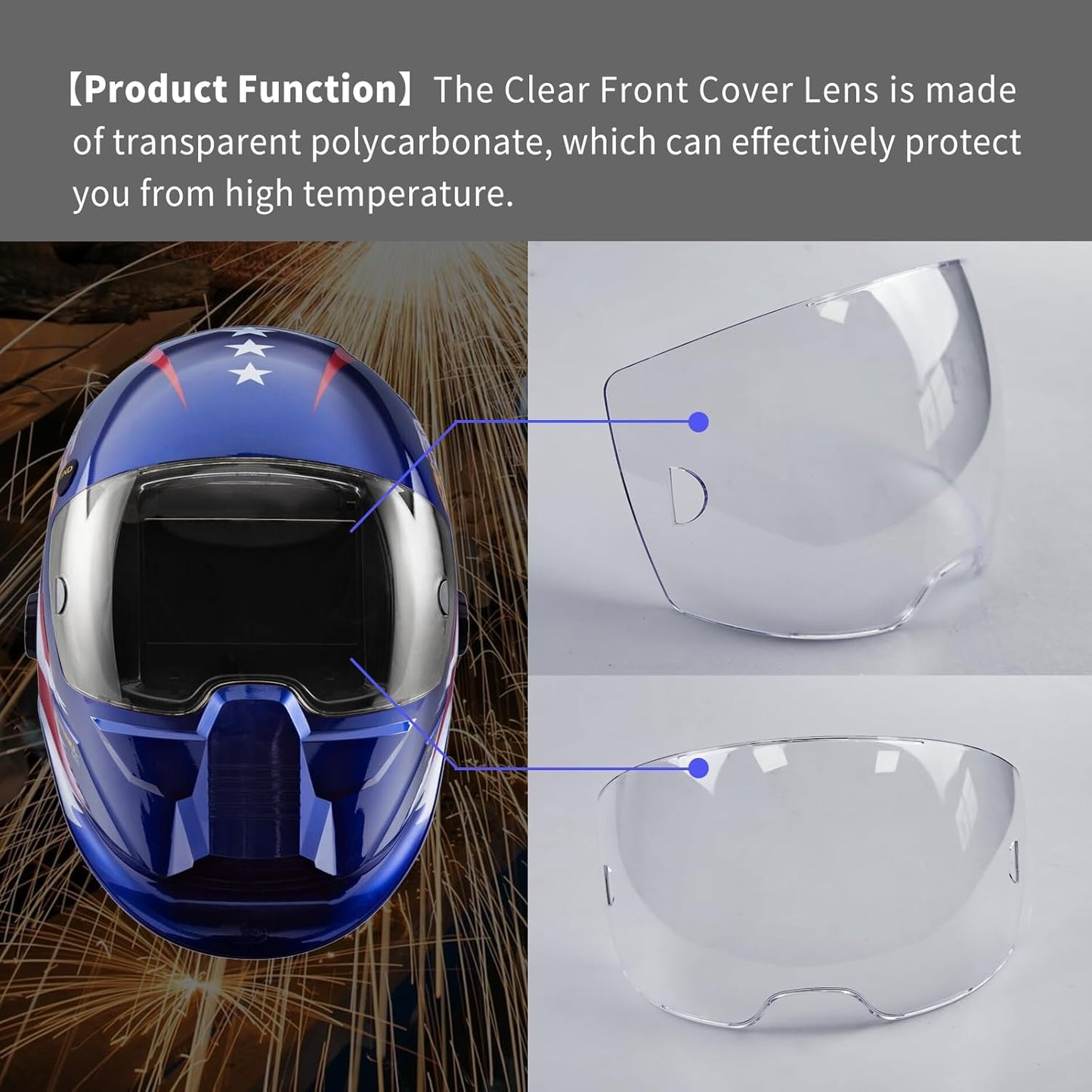 10 PACK 0700000802 Clear Front Cover Lens, Polycarbonate Outside Cover Lens, 3.93" x 2.36" Viewing Lens, A50 Welding Helmet Cover Lens, Compatible with ESAB 0700000800 Sentinel A50 Welding Helmet