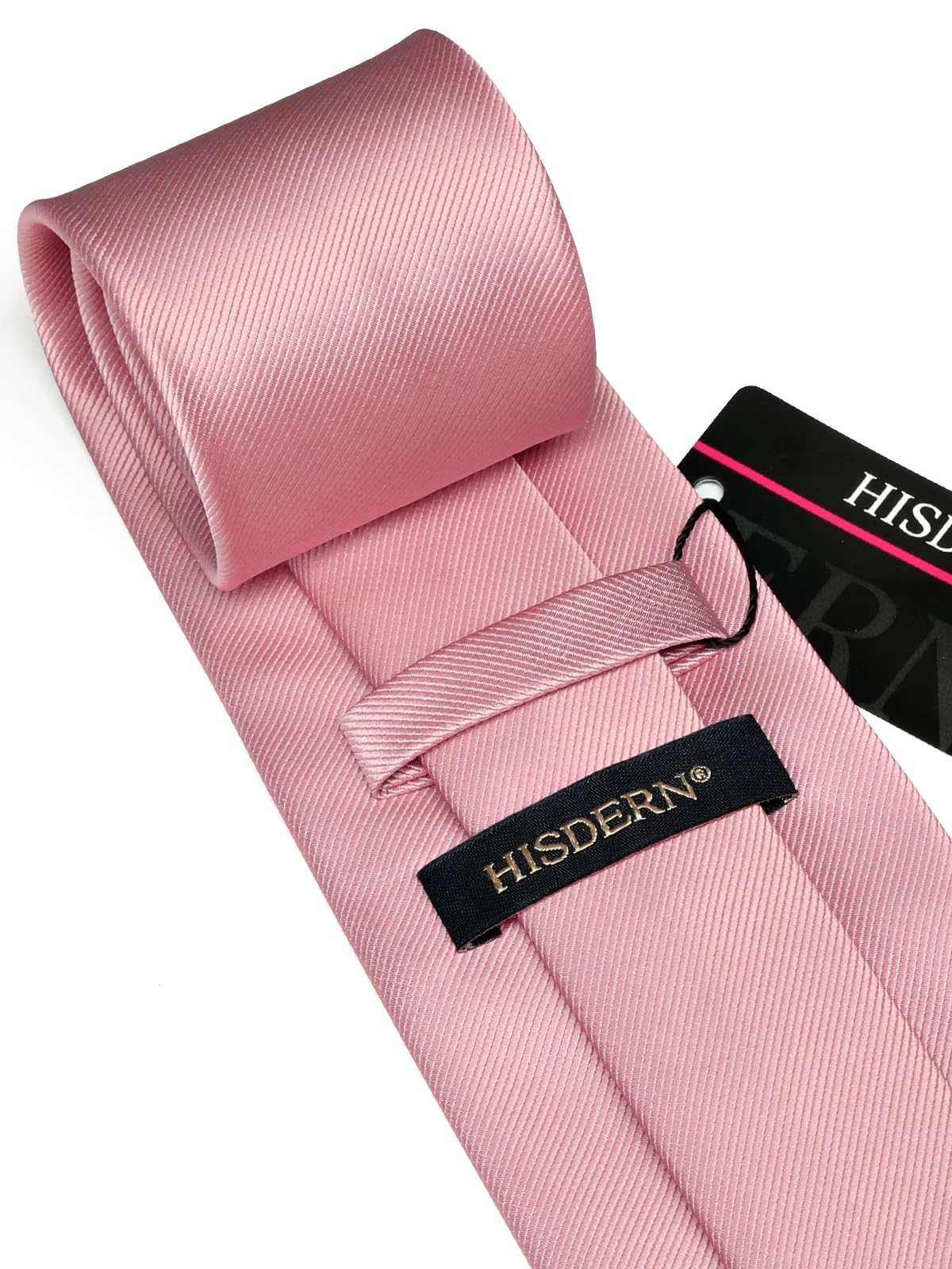 HISDERN Mens Ties Solid Color Ties for Men Formal Necktie with Pocket Square Set Satin Silk Neck Tie Handkerchiefs Set