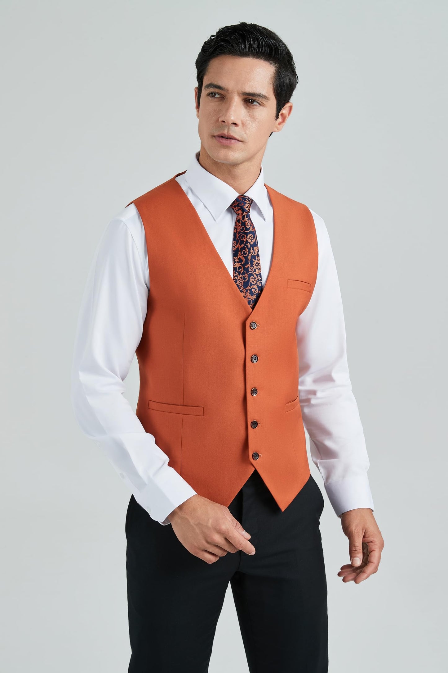 HISDERN Men's Suit Vest Business Formal Dress Waistcoat Vest with 3 Pockets for Suit or Tuxedo