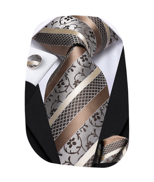 Hi-Tie Silk Paisley Ties for Men Necktie Pocket Square Cufflinks Set Foral Tie Sets Formal Business