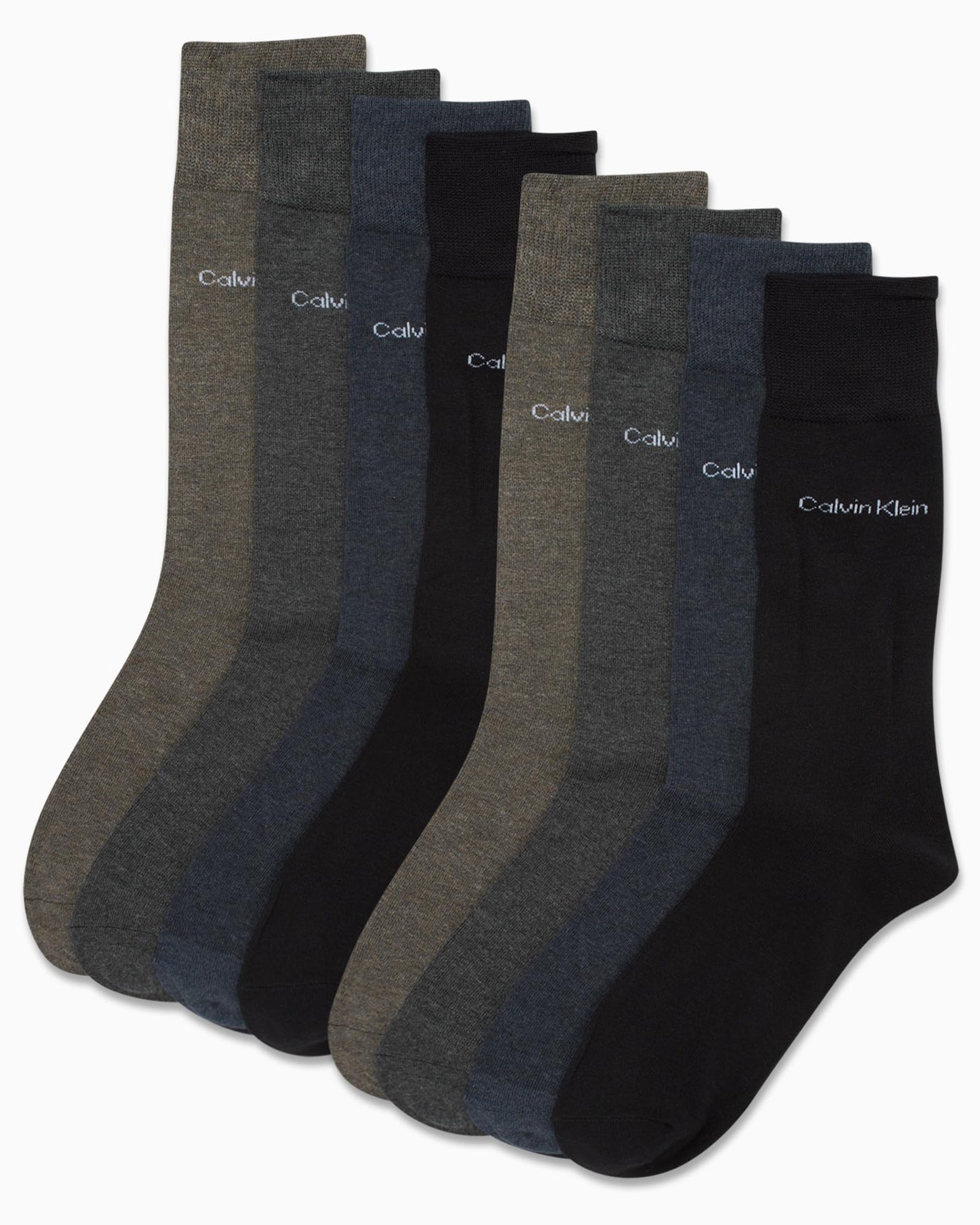 Calvin Klein Men's Dress Socks - Lightweight Cotton Blend Crew Socks (8 Pairs)