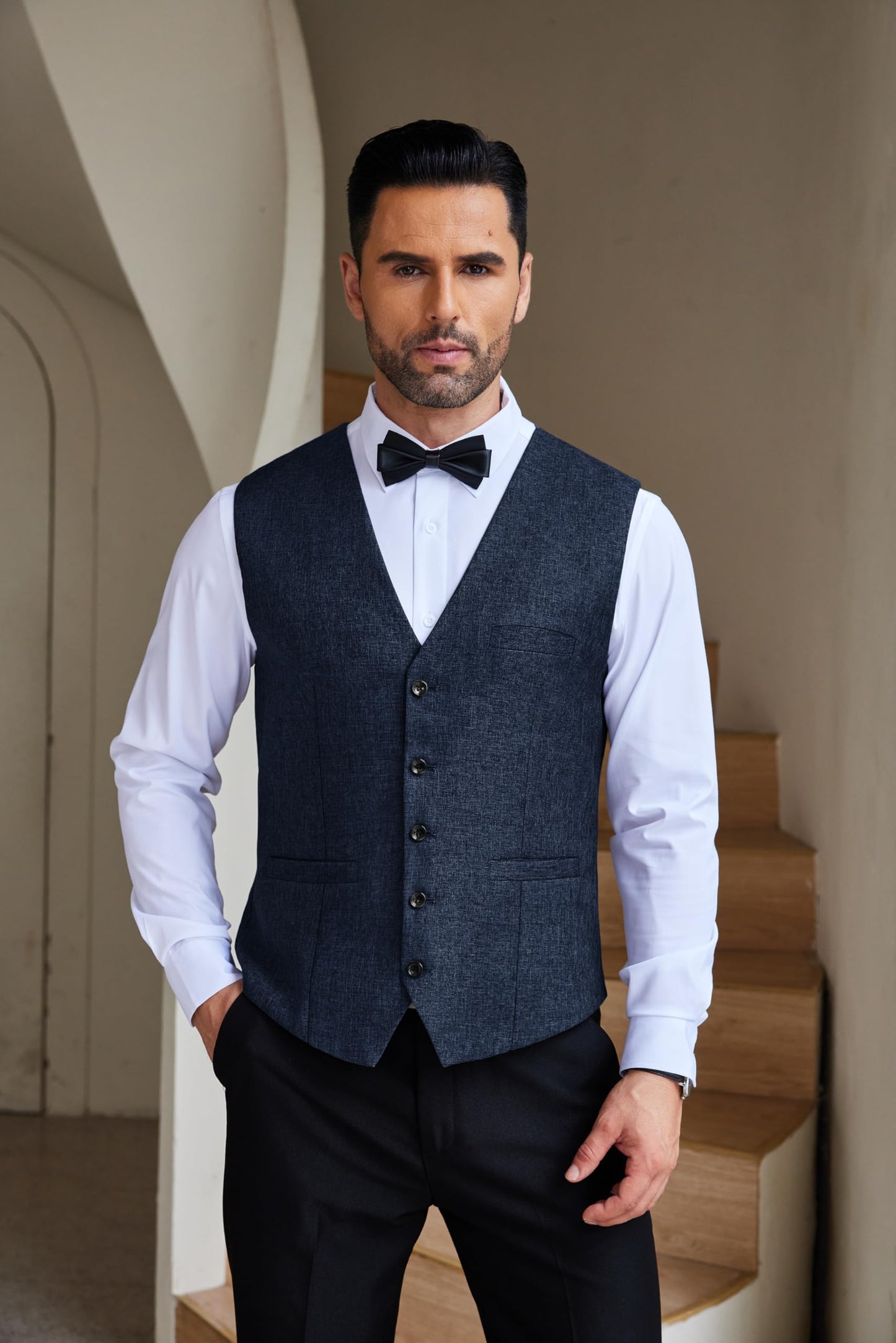 COOFANDY Men Casual Suit Vest Slim Fit Formal Vest Business Wedding Waistcoat