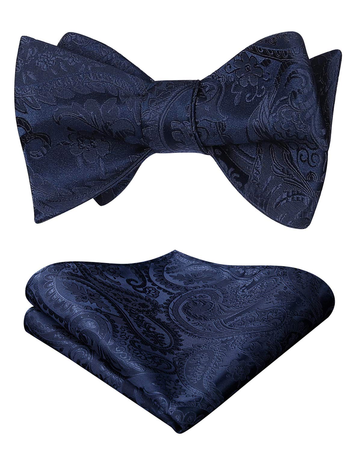 HISDERN Bow Ties for Men Floral Bowties Mens Self Tie Bow Tie Handkerchief Jacquard Woven Bowtie Pocket Square Set