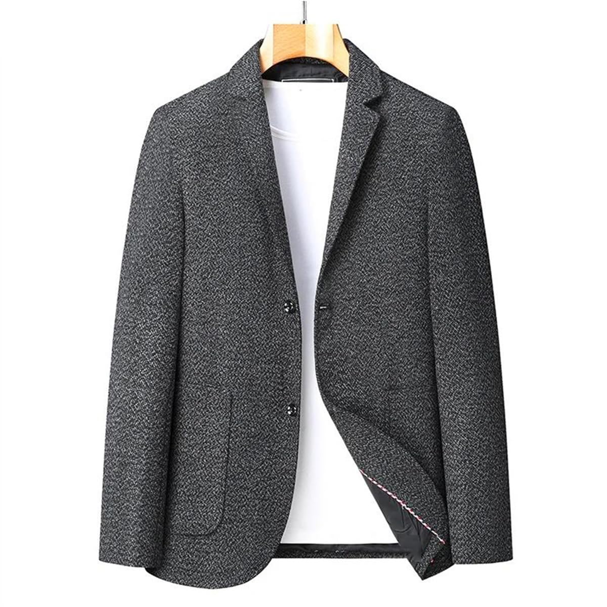 Men's Casual Blazer Jacket Autumn Winter Woolen Suit Coat Formal Business Party Wedding Dresses Plus Size