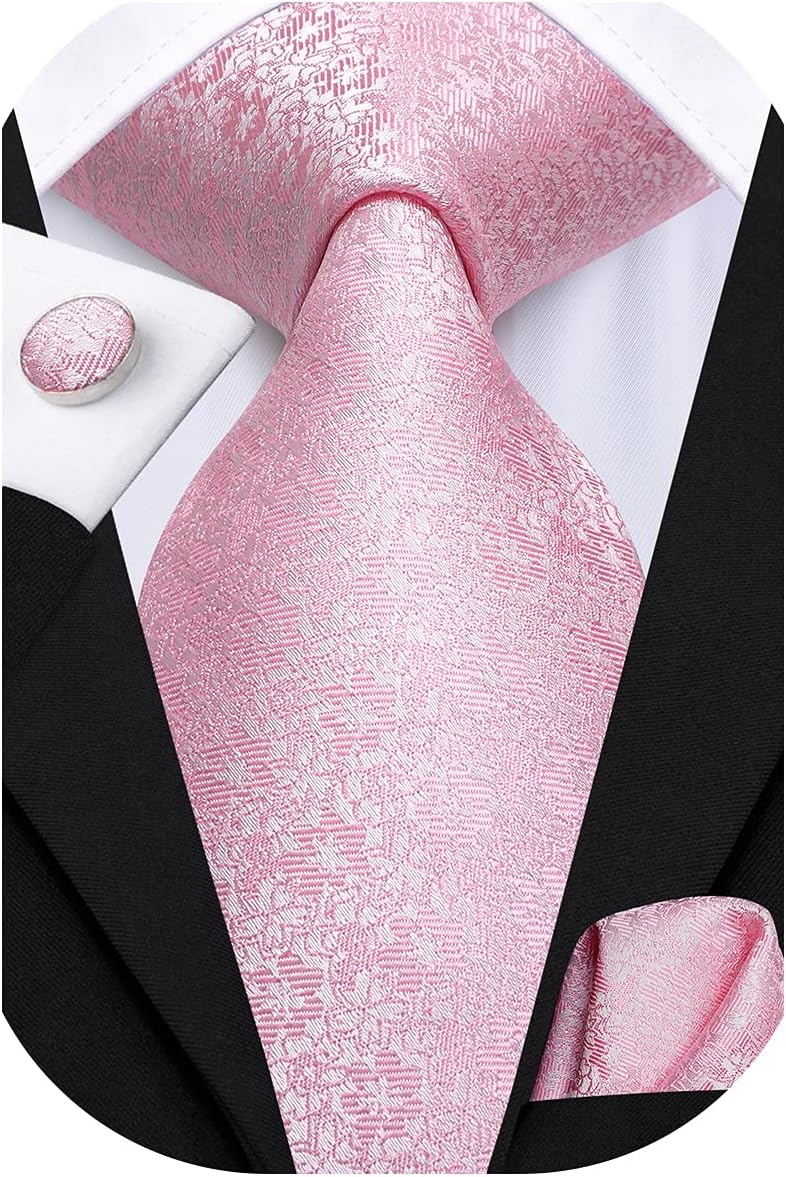 Dubulle Mens Tie Set Solid Paisley Silk Striped Necktie for Men with Cufflinks Tie and Pocket Square