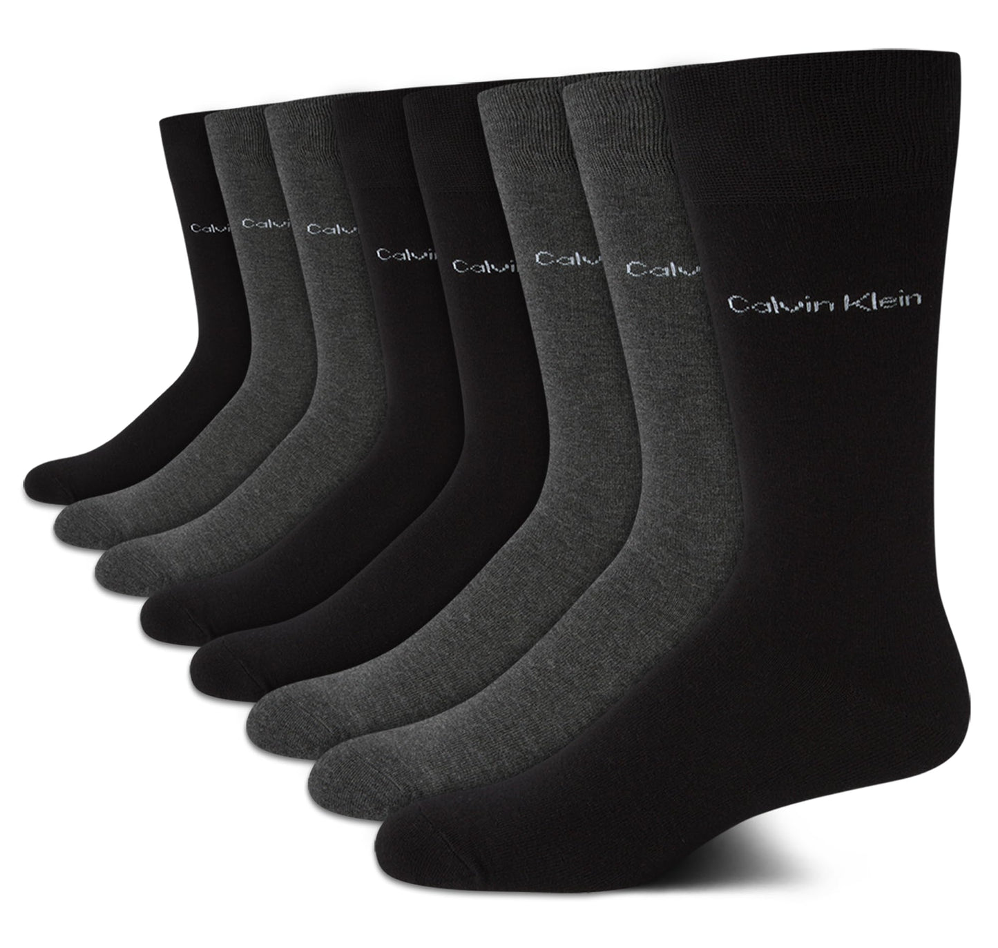 Calvin Klein Men's Dress Socks - Lightweight Cotton Blend Crew Socks (8 Pairs)