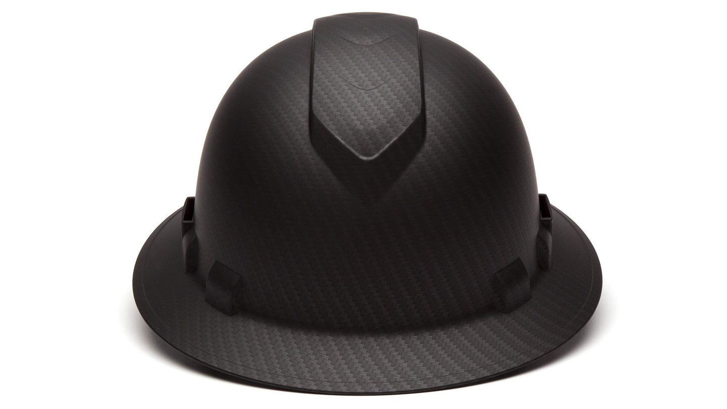 Pyramex Ridgeline Full Brim Hard Hat 4 Point Ratchet Vented Matte Black Graphite Pattern