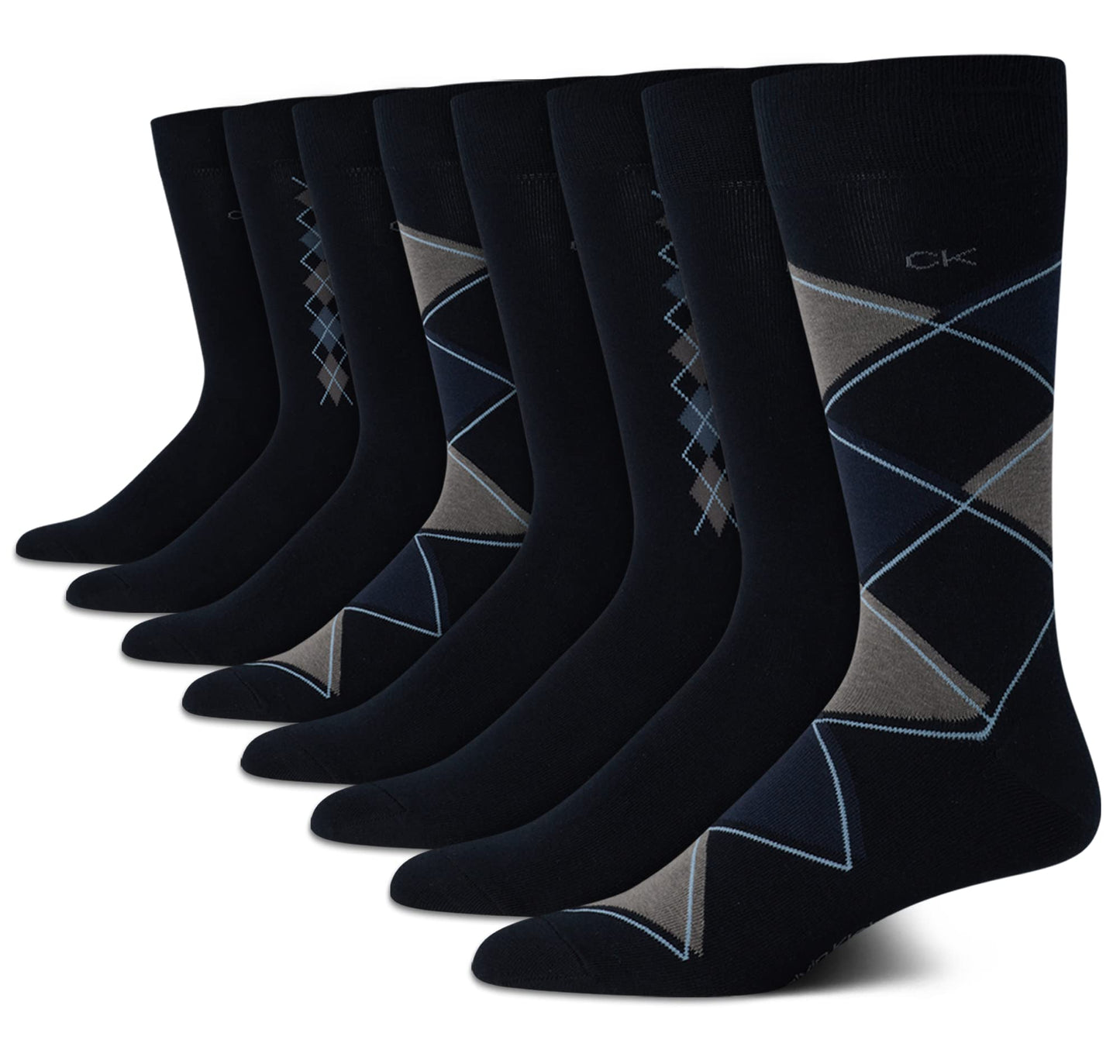 Calvin Klein Men's Dress Socks - Lightweight Cotton Blend Crew Socks (8 Pairs)