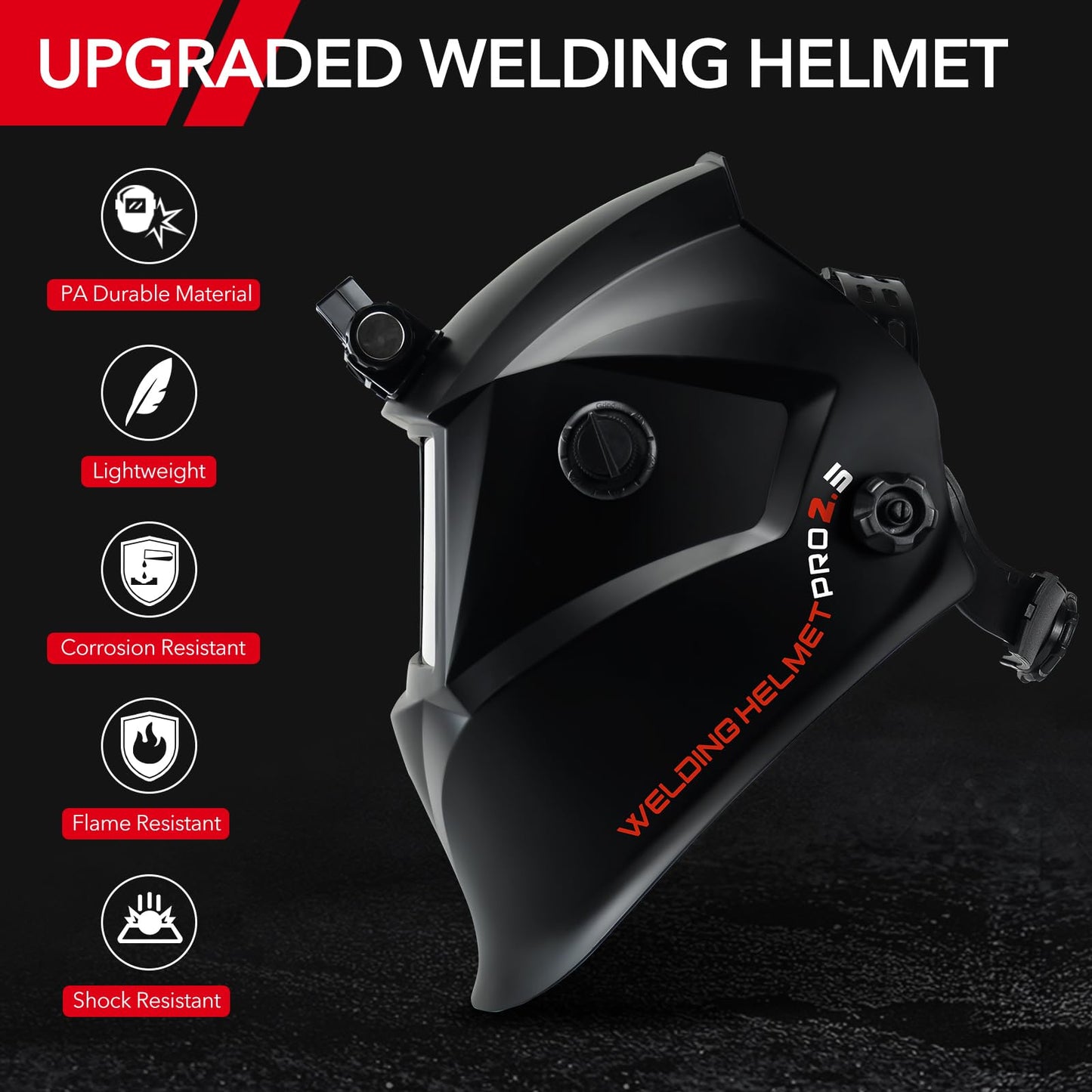 Welding Hood Auto Darkening Welding Helmet with Light True Color 1/1/1/2 Top Optical Clarity Wide Shade 9-13 Welding Mask with Grinding Weld Helmet (KTS-HD104)