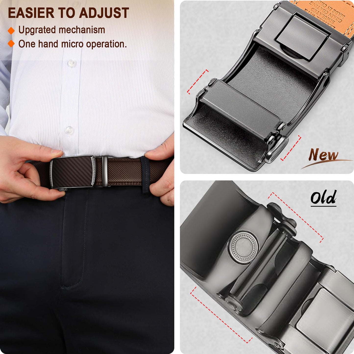 BULLIANT Men's Belt,Slide Ratchet Belt For Gift Men Dress Pant Shirt Oxfords,Trim To Fit