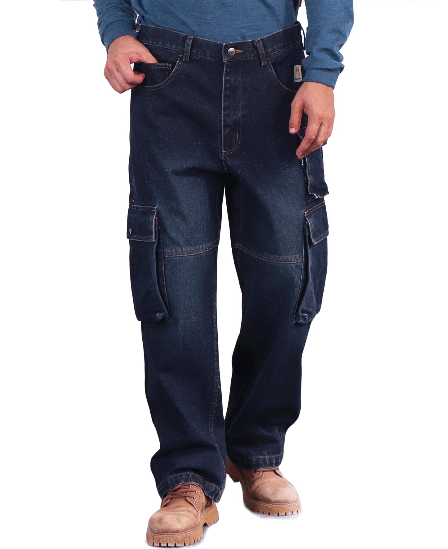 BOCOMAL FR Jeans Cargo Utility 8 Pockets Prewashed NFPA2112 CAT2 Flame Resistant/Fire Retardant FR Pants for Men