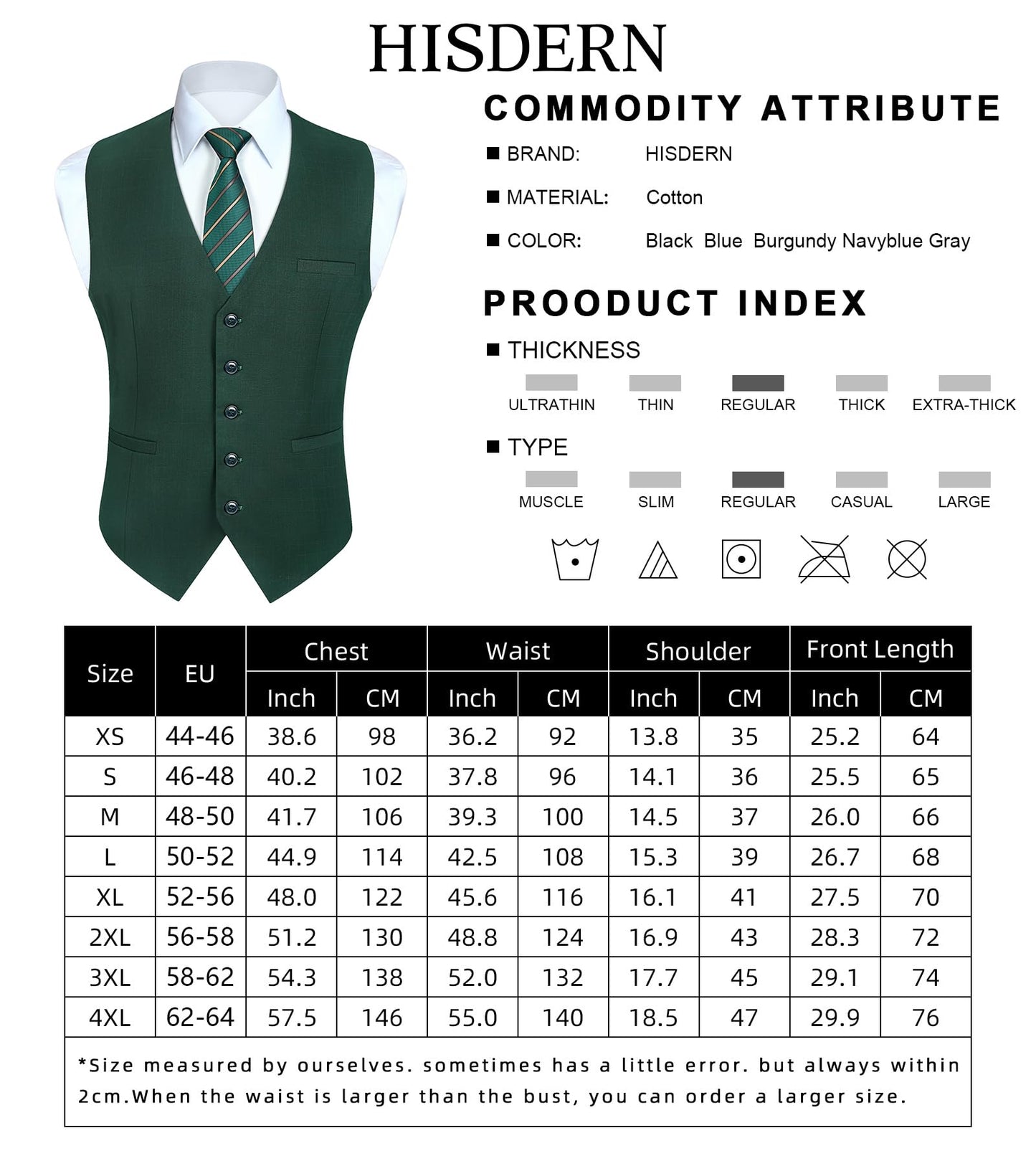 HISDERN Men's Suit Vest Business Plaid Formal Dress Waistcoat Slim Fit Vests for Men with 3 Pocket for Suit or Tuxedo