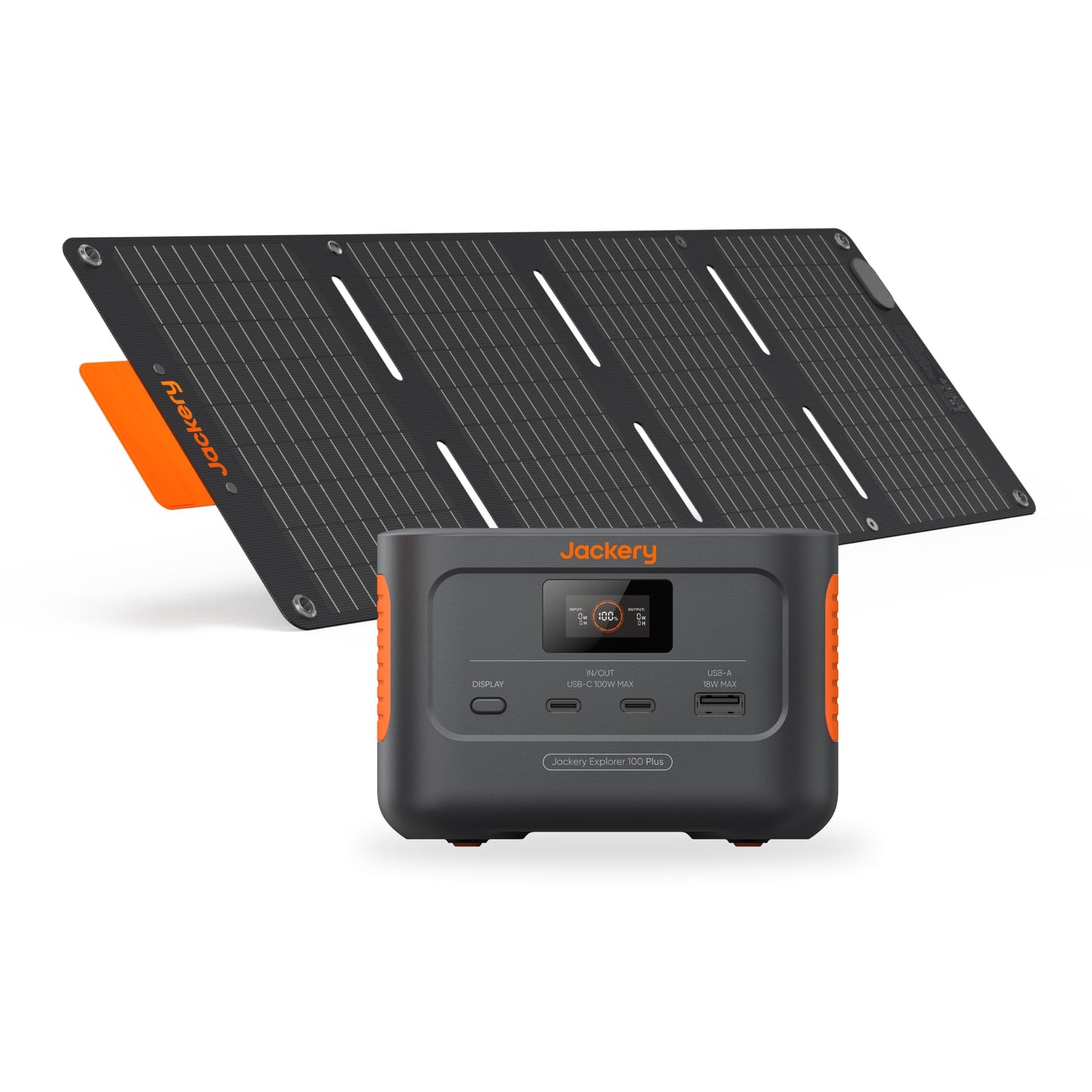 Jackery Explorer 100 Plus Power Station, 99Wh LiFePO4 Battery Power Bank, 3-Port 128W Portable Charger, PD 3.0 Fast Charge, Compatible with MacBook Pro/Air, iPhone 15/14 Series (Solar Panel Optional)