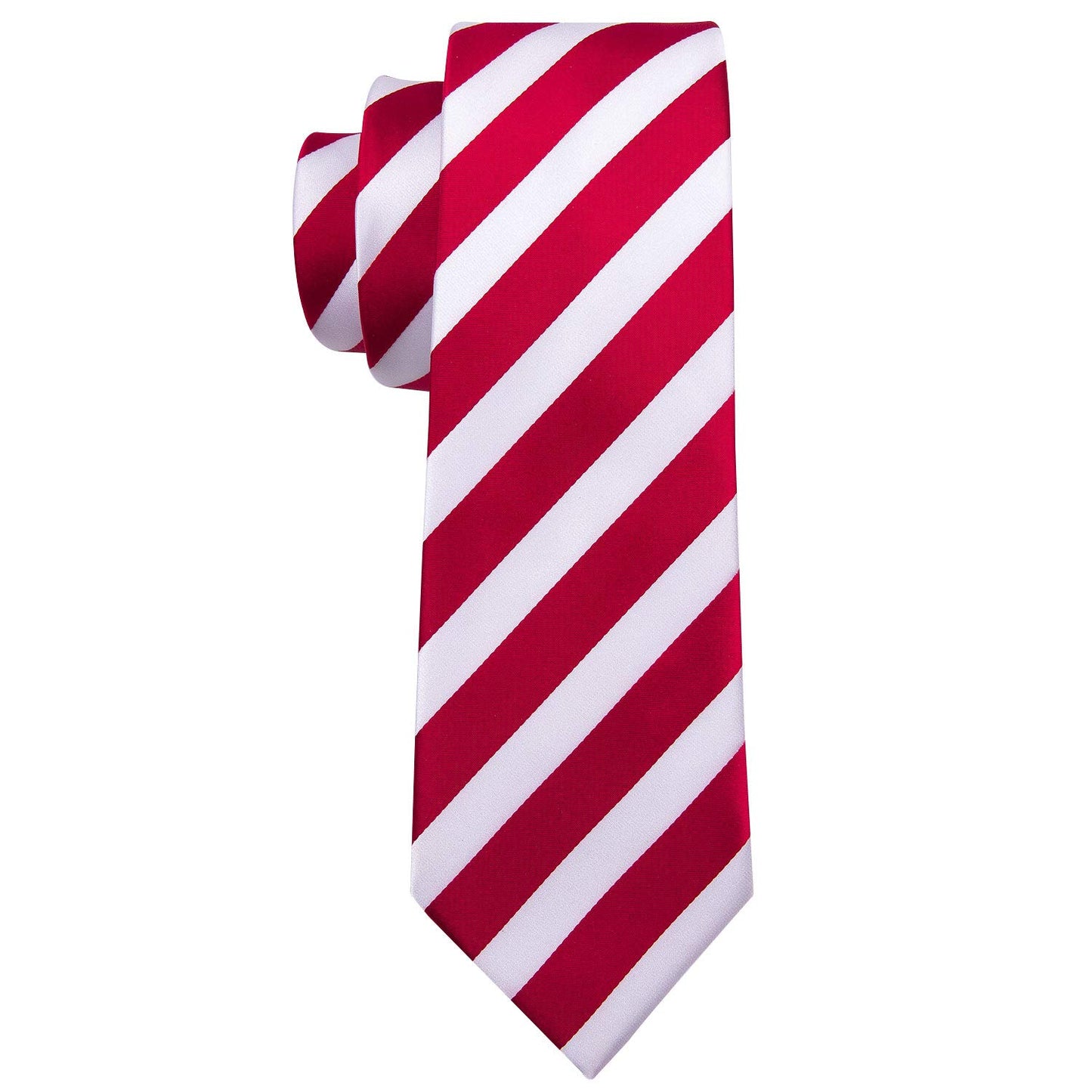 Barry.Wang Stripe Men Ties Set Classic WOVEN Necktie with Handkerchief Cufflinks Formal