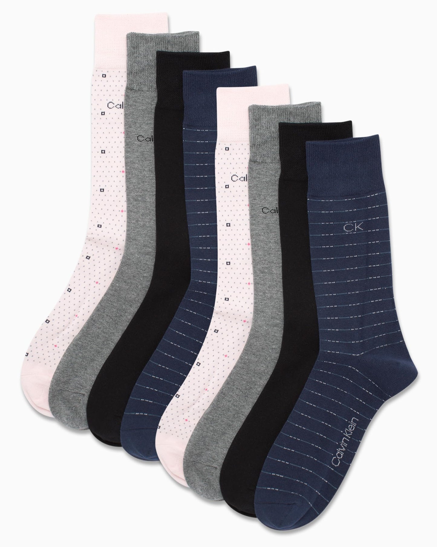 Calvin Klein Men's Dress Socks - Lightweight Cotton Blend Crew Socks (8 Pairs)