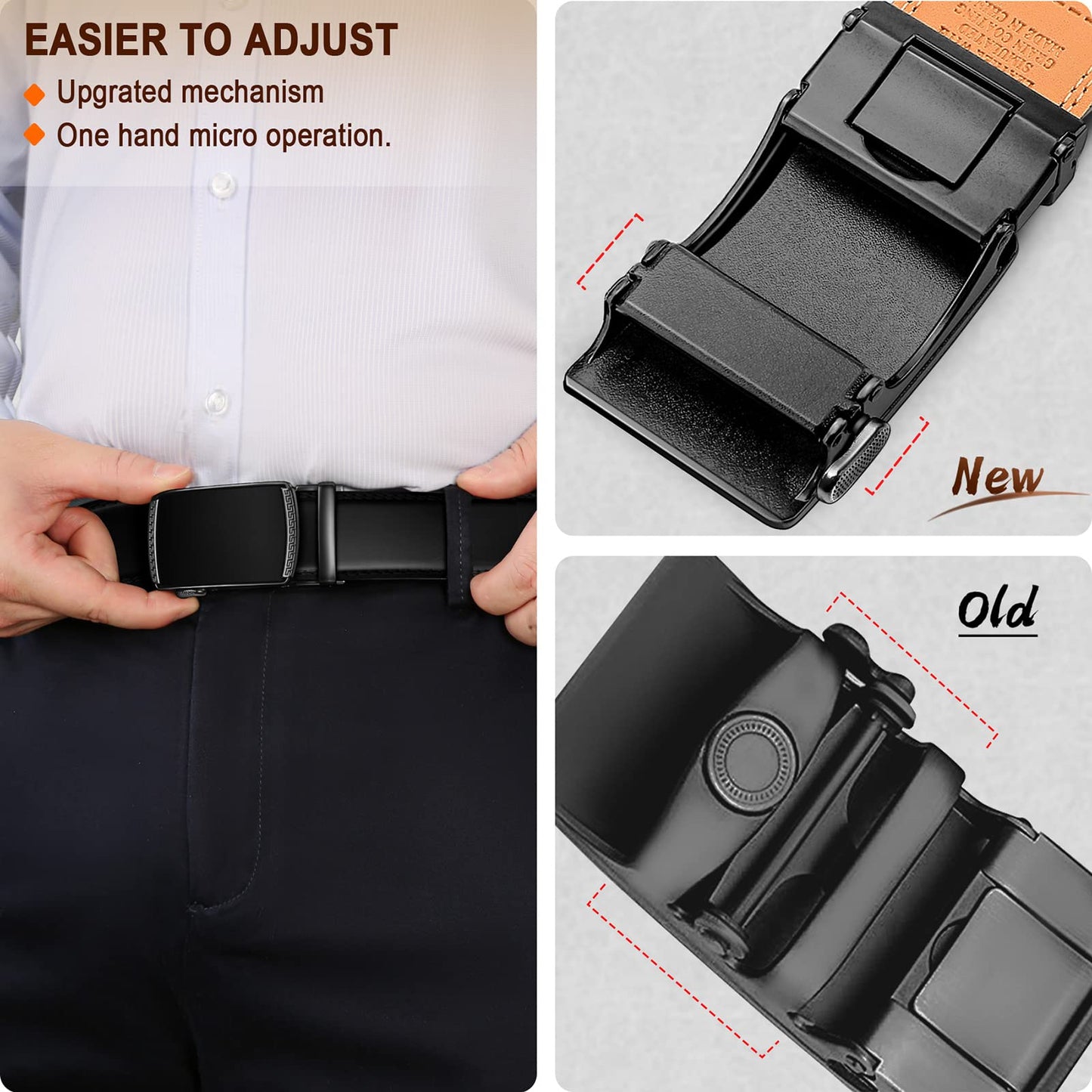 BULLIANT Men's Belt,Slide Ratchet Belt For Gift Men Dress Pant Shirt Oxfords,Trim To Fit