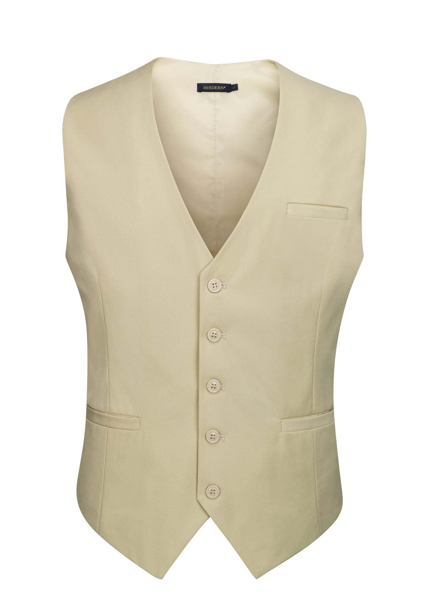 HISDERN Men's Suit Vest Business Formal Dress Waistcoat Vest with 3 Pockets for Suit or Tuxedo