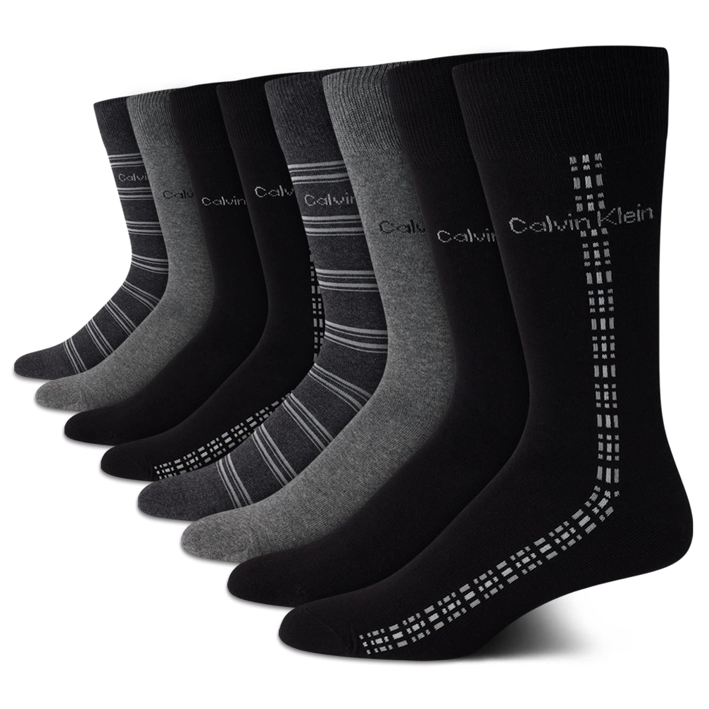 Calvin Klein Men's Dress Socks - Lightweight Cotton Blend Crew Socks (8 Pairs)