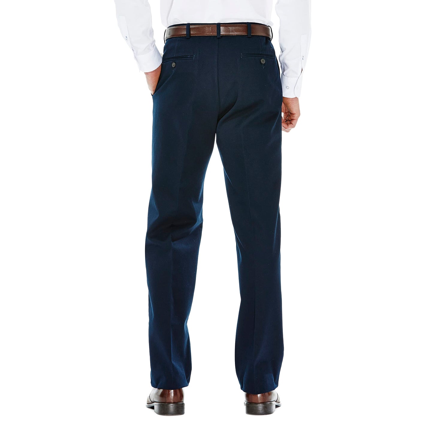 HAGGAR Mens Work to Weekend Hidden Expandable Waist Classic Fit Flat Front Pant