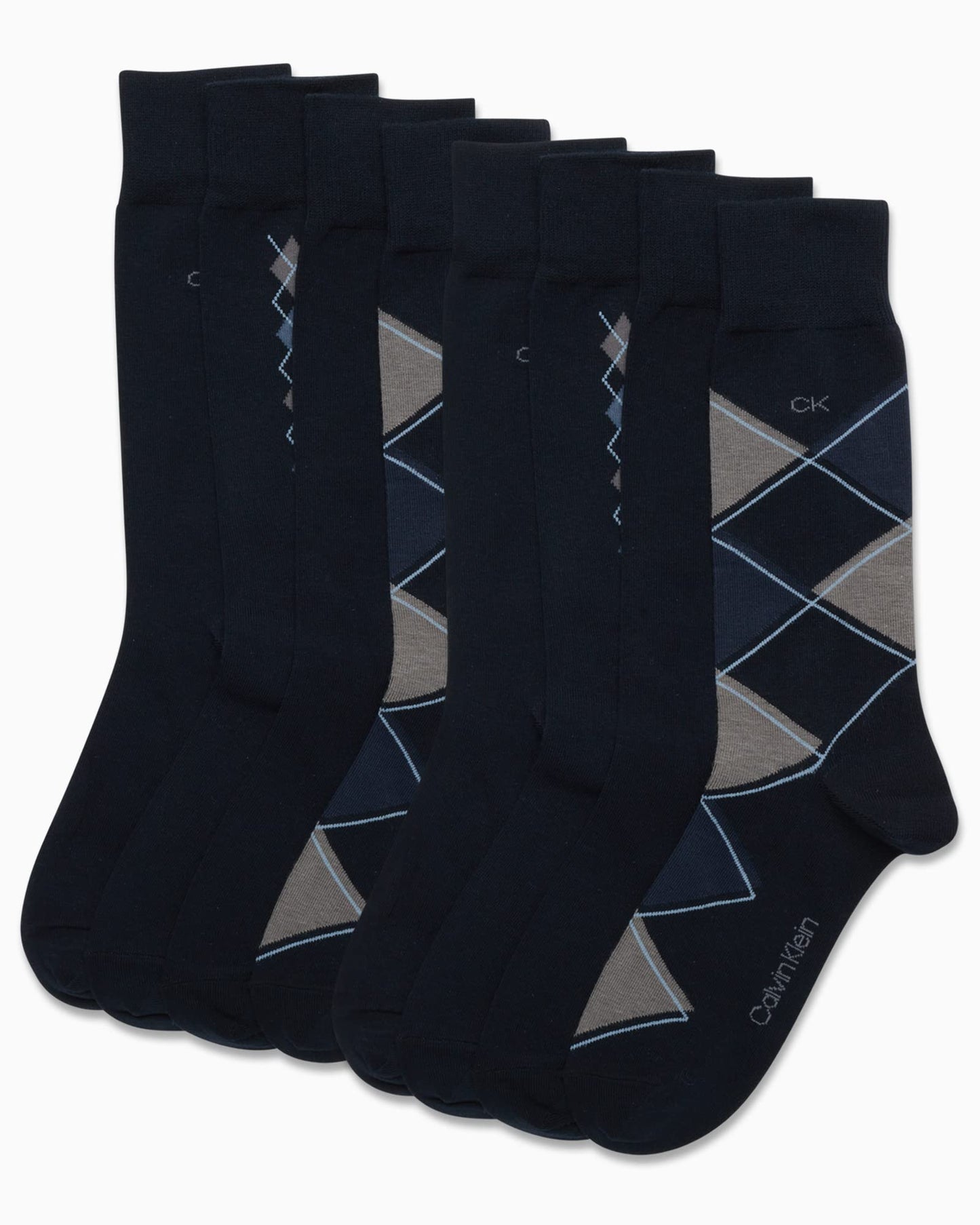 Calvin Klein Men's Dress Socks - Lightweight Cotton Blend Crew Socks (8 Pairs)