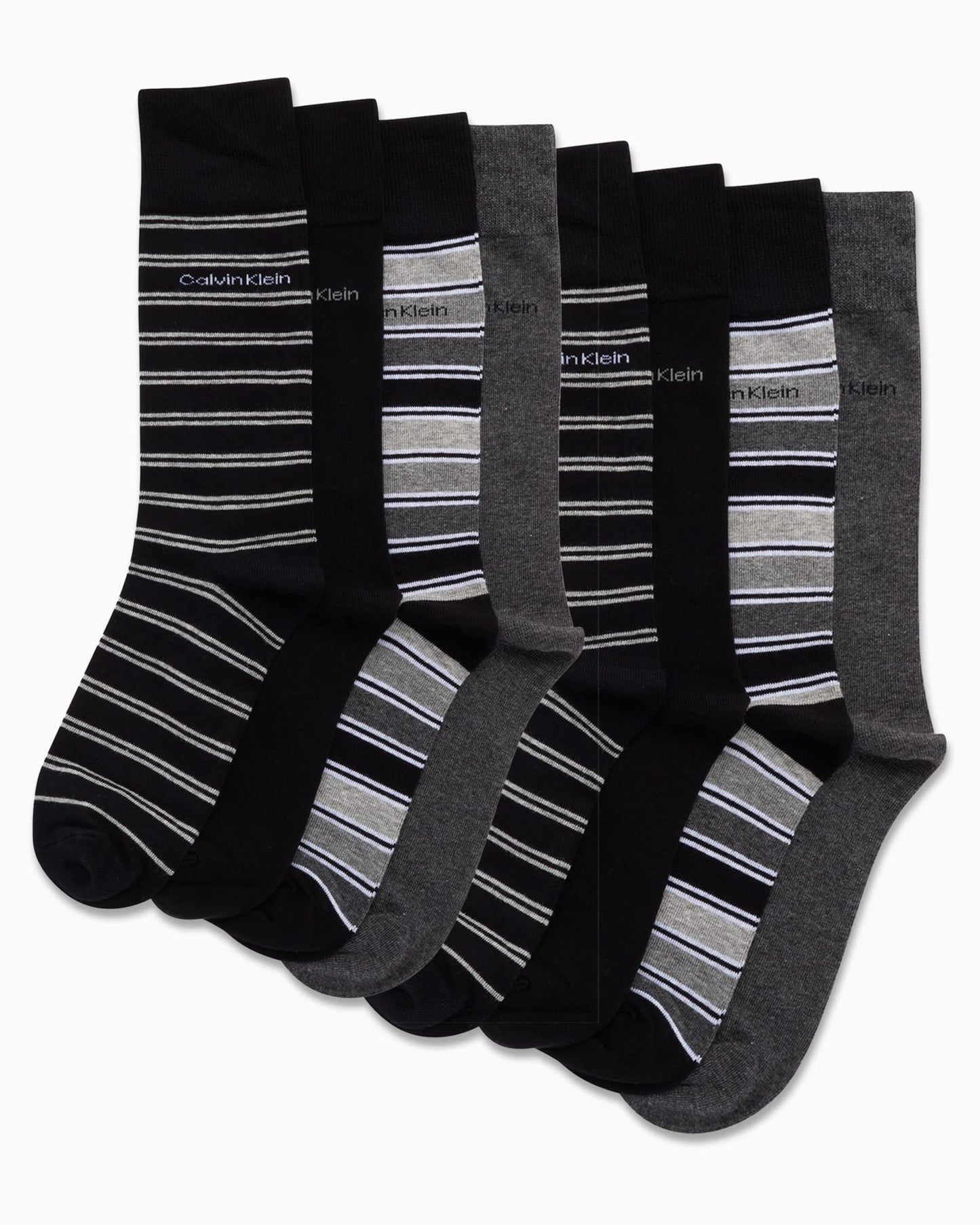 Calvin Klein Men's Dress Socks - Lightweight Cotton Blend Crew Socks (8 Pairs)