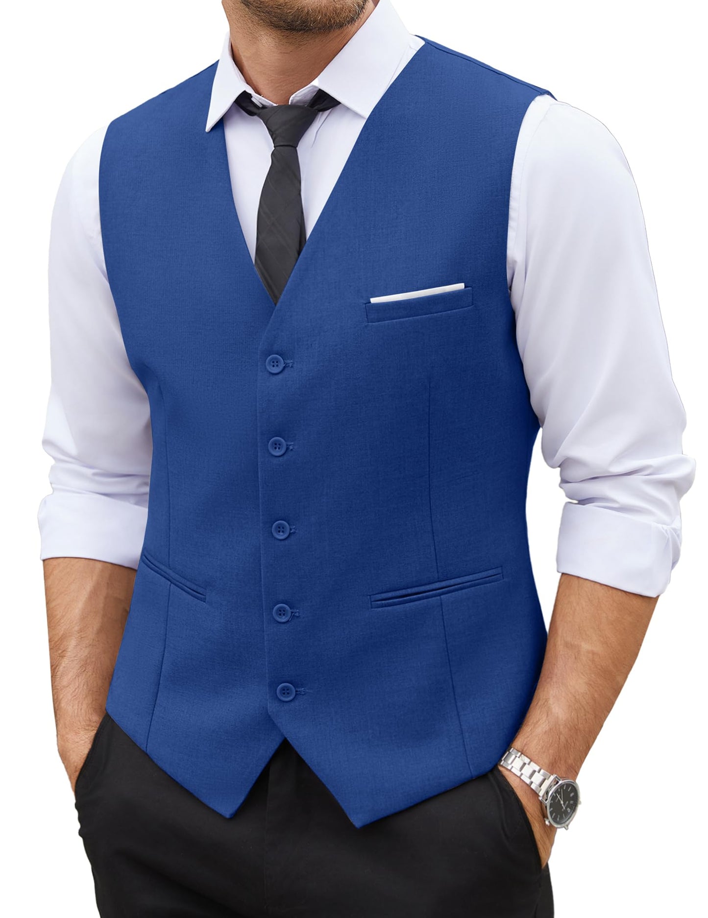 COOFANDY Men's Casual Dress Suit Vest Slim Fit Business Formal Waistcoat Vest