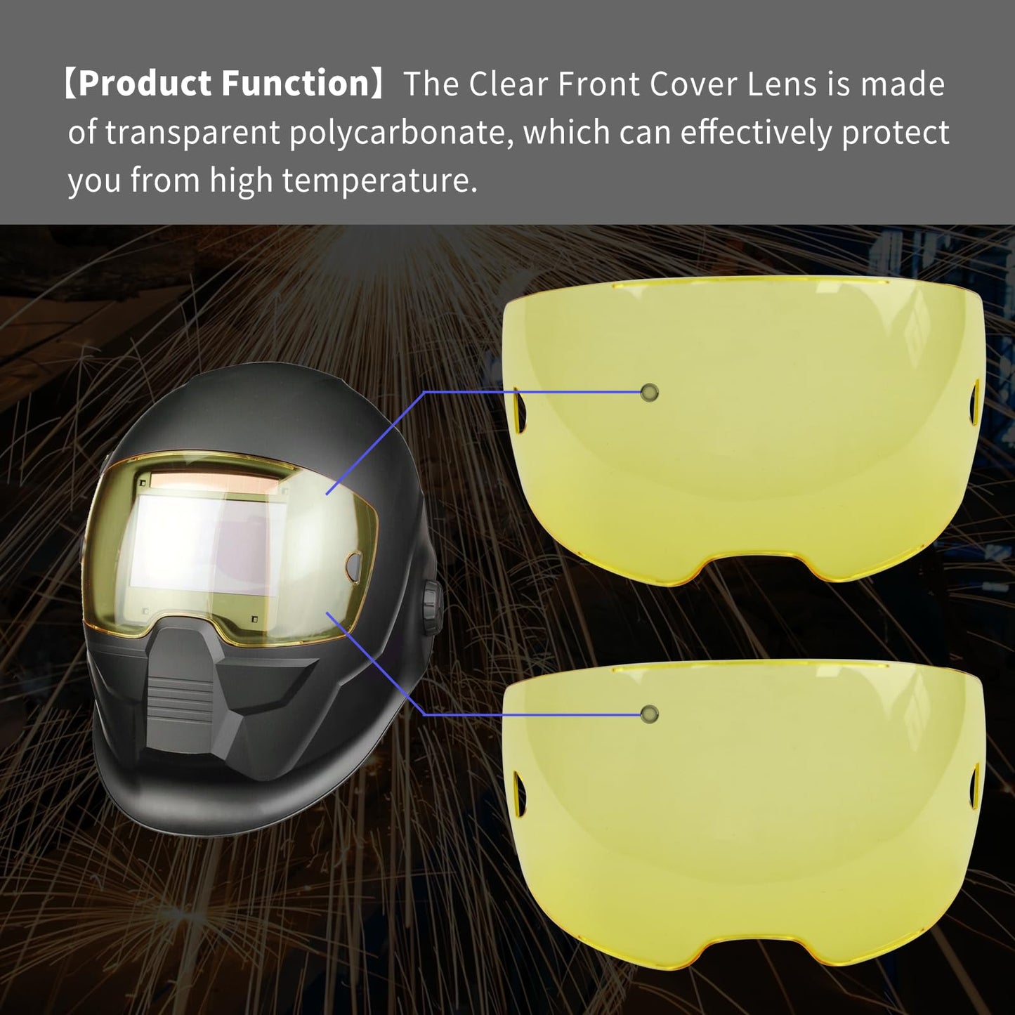 5 PACK 0700000803 Amber Front Cover Lens, Amber Polycarbonate Outside Cover Lens, 3.93" x 2.36" Viewing Lens, A50 Welding Helmet Cover Lens, Compatible with ESAB 0700000800 Sentinel A50 Welding Helmet