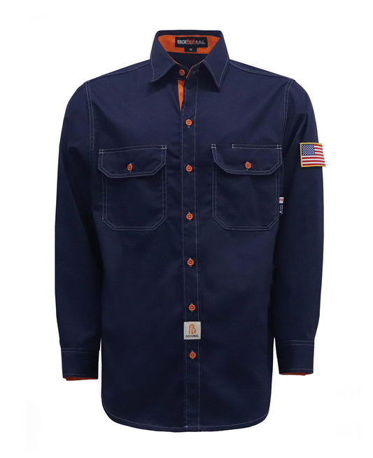 BOCOMAL FR Shirts for Men Flame Resistant Light Weight NFPA2112 Fire Retardant Welding Shirt Water & Oil Repellent Finish