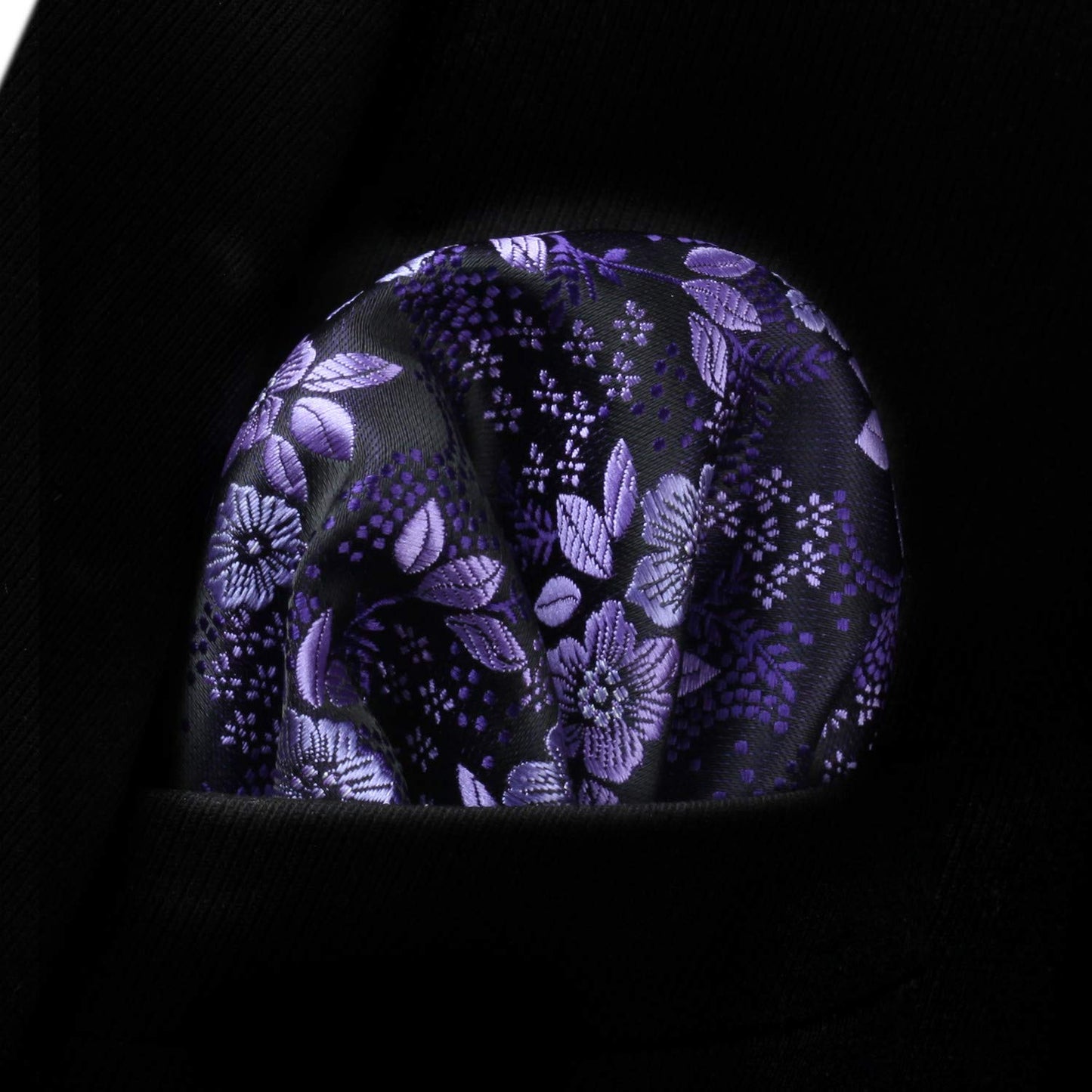 Men Floral Ties Woven Classic 3.4" NeckTie Set Formal Tie Pocket Square for Wedding with Handkerchief