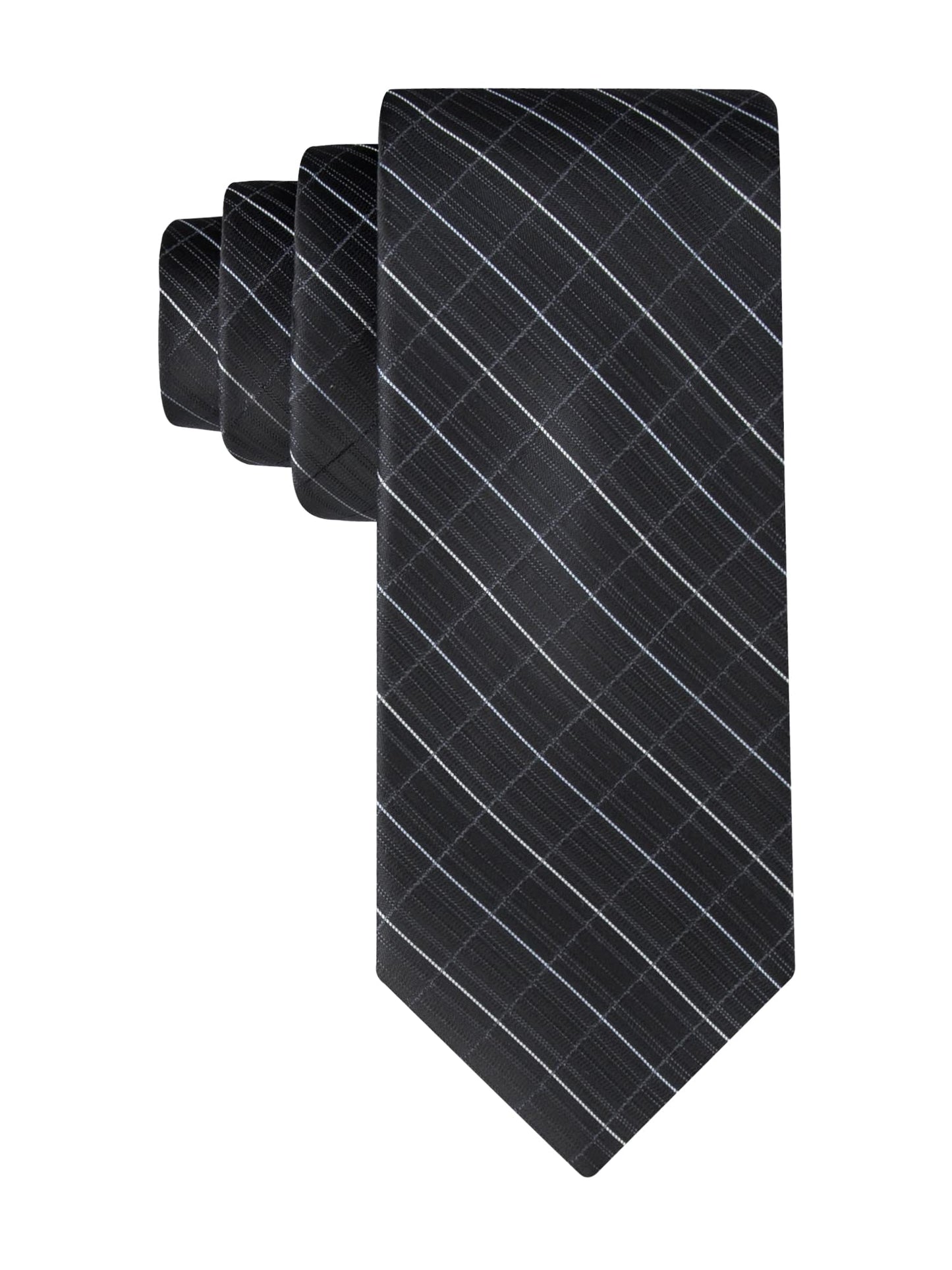 Calvin Klein Men's Classic Black Solid and Pattern Ties (Standard and Extra Long Sizes)