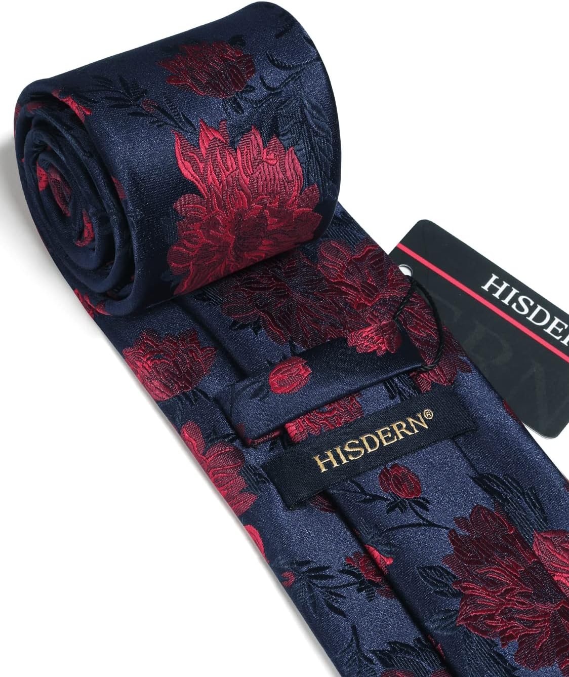 Men Floral Ties Woven Classic 3.4" NeckTie Set Formal Tie Pocket Square for Wedding with Handkerchief