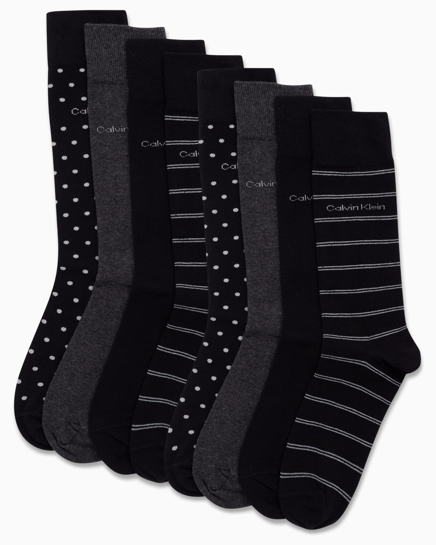 Calvin Klein Men's Dress Socks - Lightweight Cotton Blend Crew Socks (8 Pairs)