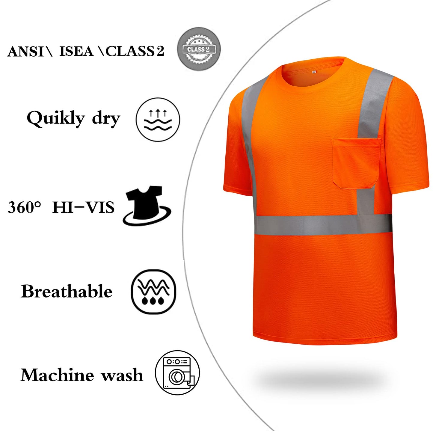 High Visibility Shirts Quick Dry Safety T Shirts with Reflective Strips and Pocket Short Sleeve Mesh Hi Vis Construction Work Class 2 Shirt for Men/Women Black Bottom Lime,Medium