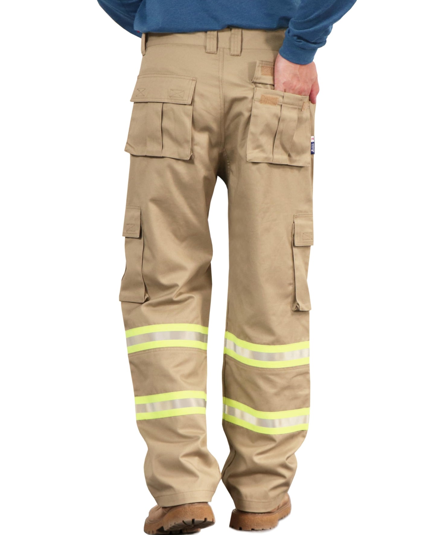 BOCOMAL FR Pants High Visibility Cargo Pockets Flame Resistant Hi-Vis Workwear Water & Oil Repellent Finish